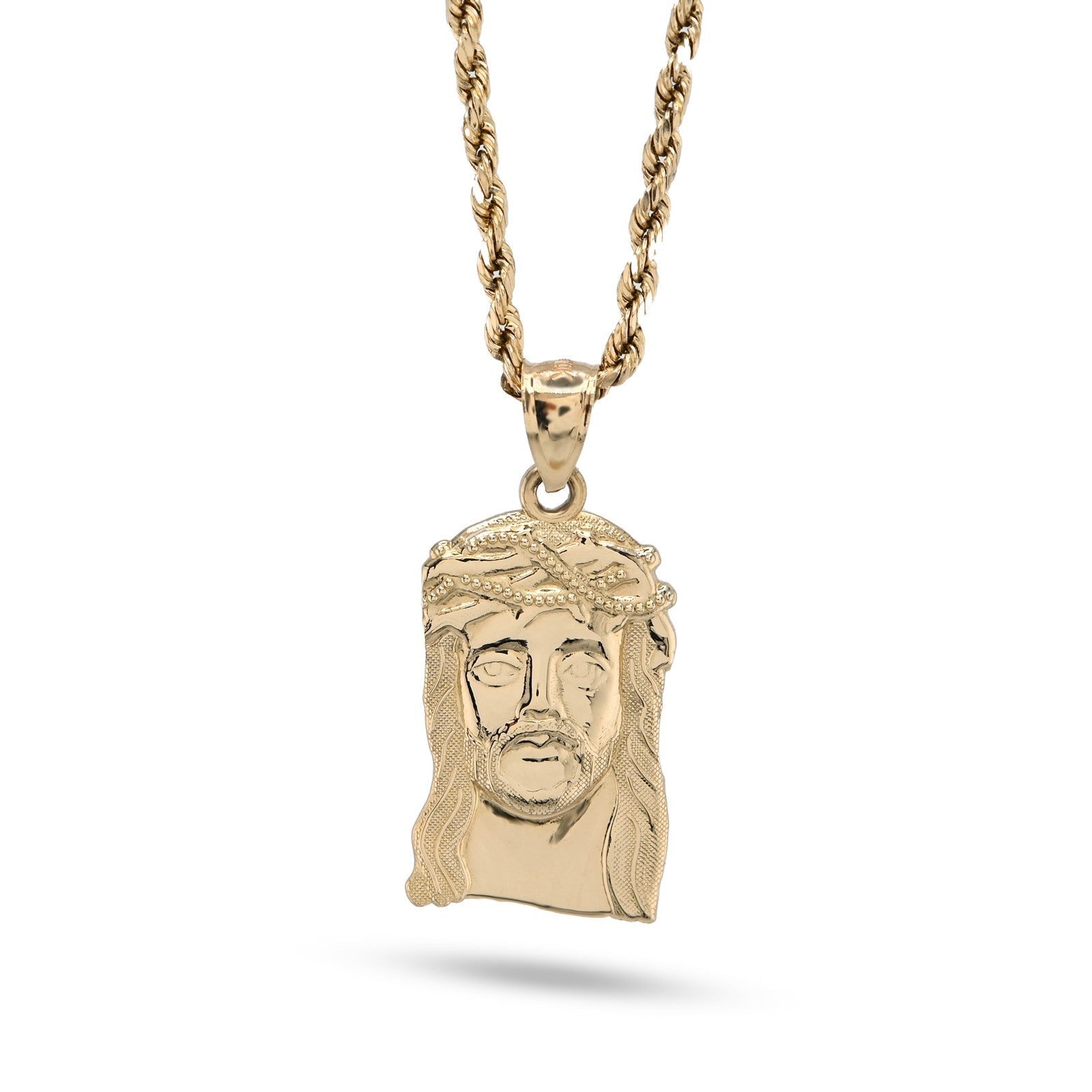 10k Yellow Gold Textured Mens Jesus Pendant Religious 2.1g Charm - Elite Jewelers - Charms & Pendants