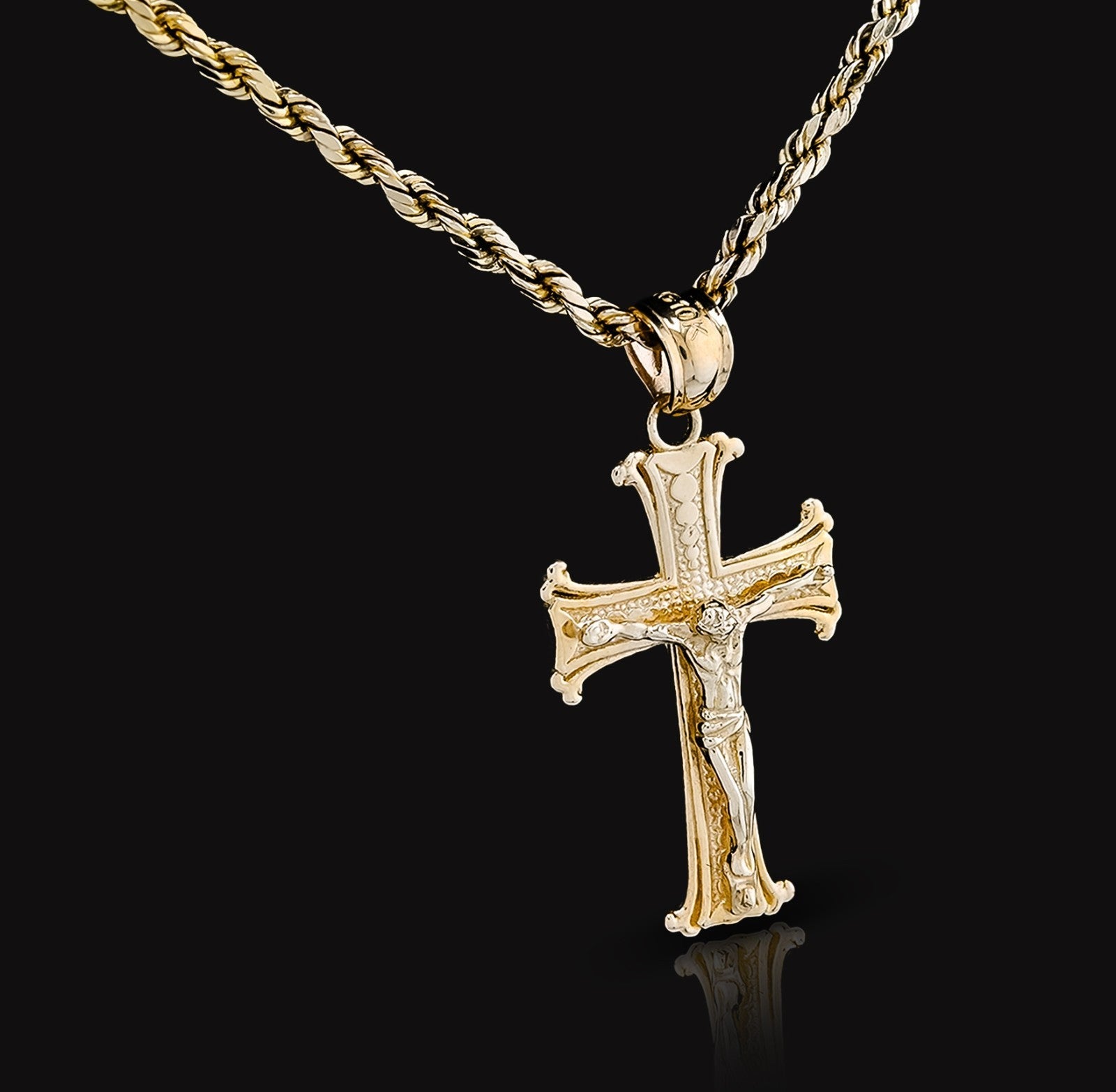 10k Yellow Gold Textured Unisex Cross Crucifix Pendant Religious 1.7g Charm - Elite Jewelers - Charms & Pendants