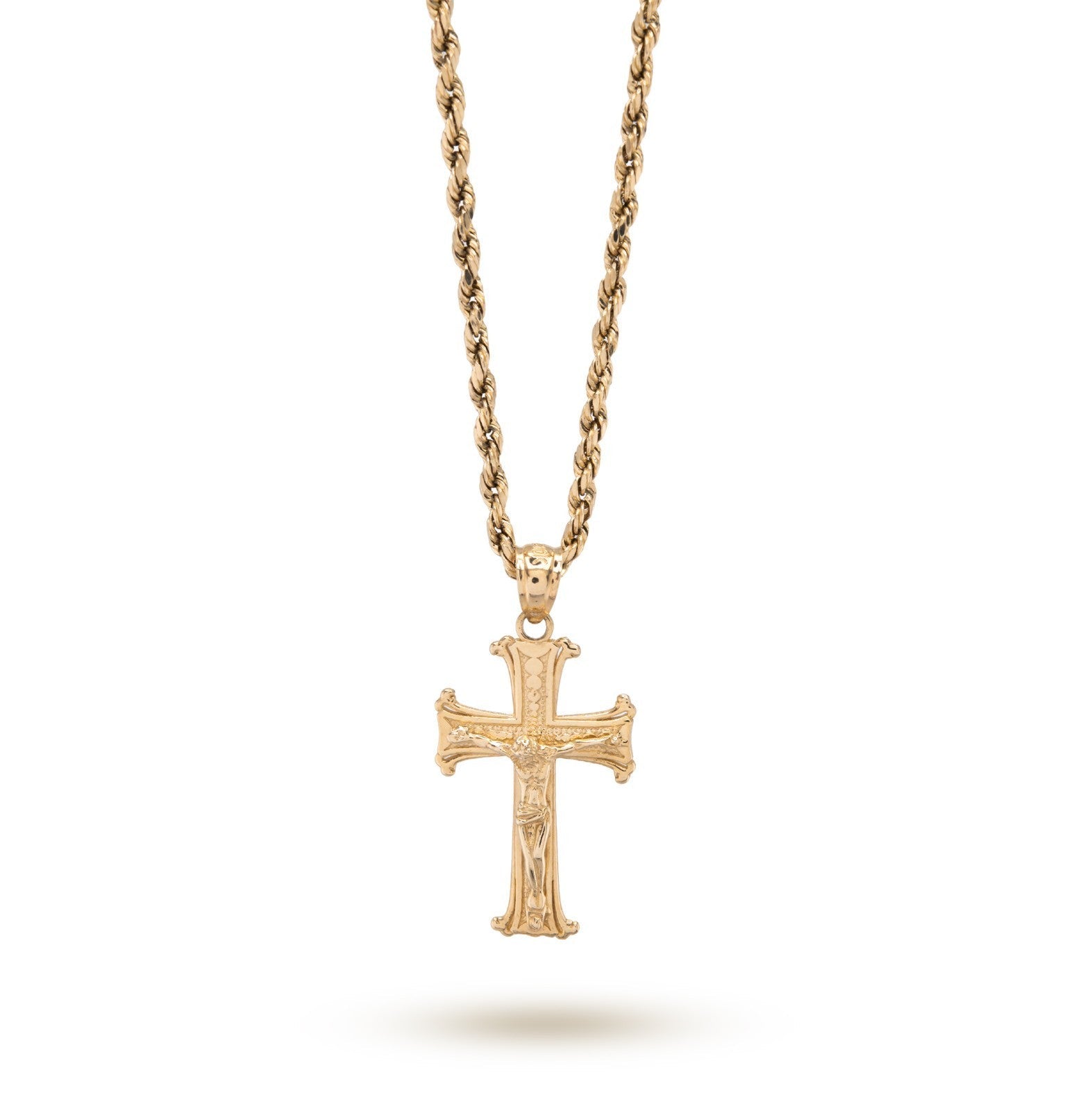10k Yellow Gold Textured Unisex Cross Crucifix Pendant Religious 1.7g Charm - Elite Jewelers - Charms & Pendants