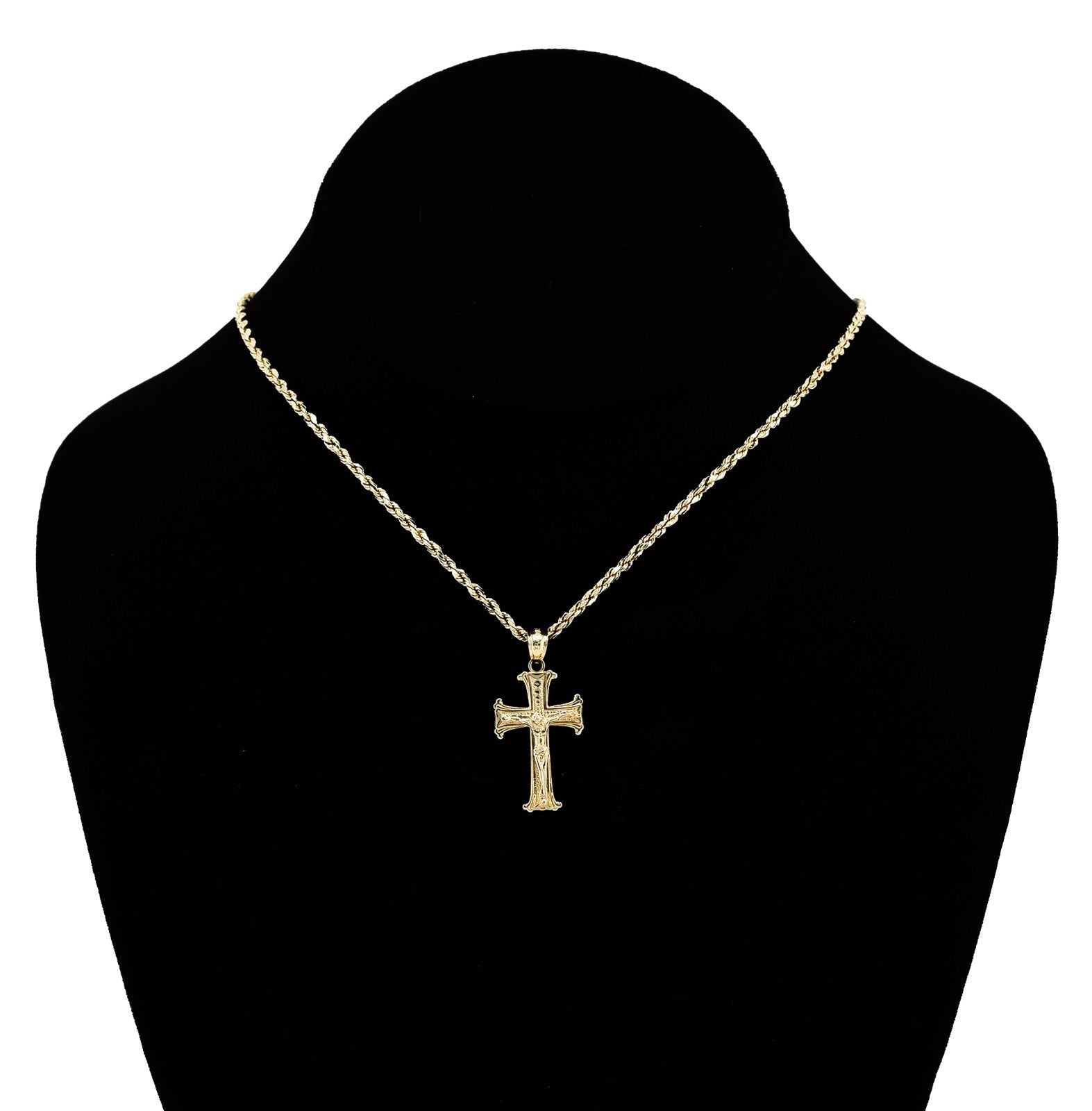 10k Yellow Gold Textured Unisex Cross Crucifix Pendant Religious 1.7g Charm - Elite Jewelers - Charms & Pendants