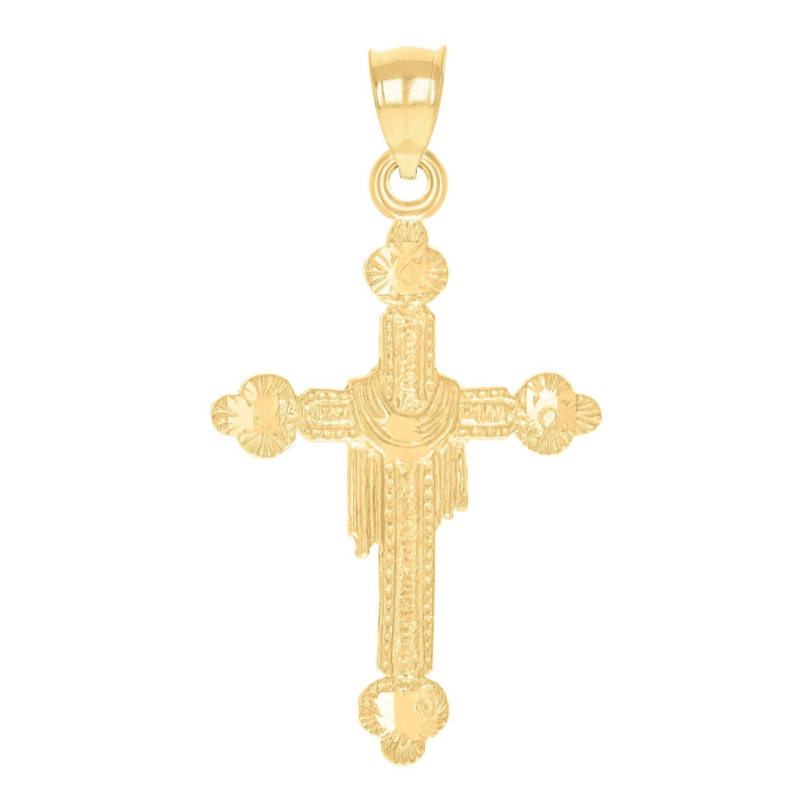 10k Yellow Gold Textured Unisex Wrapped Cross Religious Charm 1.51g Pendant - Elite Jewelers - Charms & Pendants