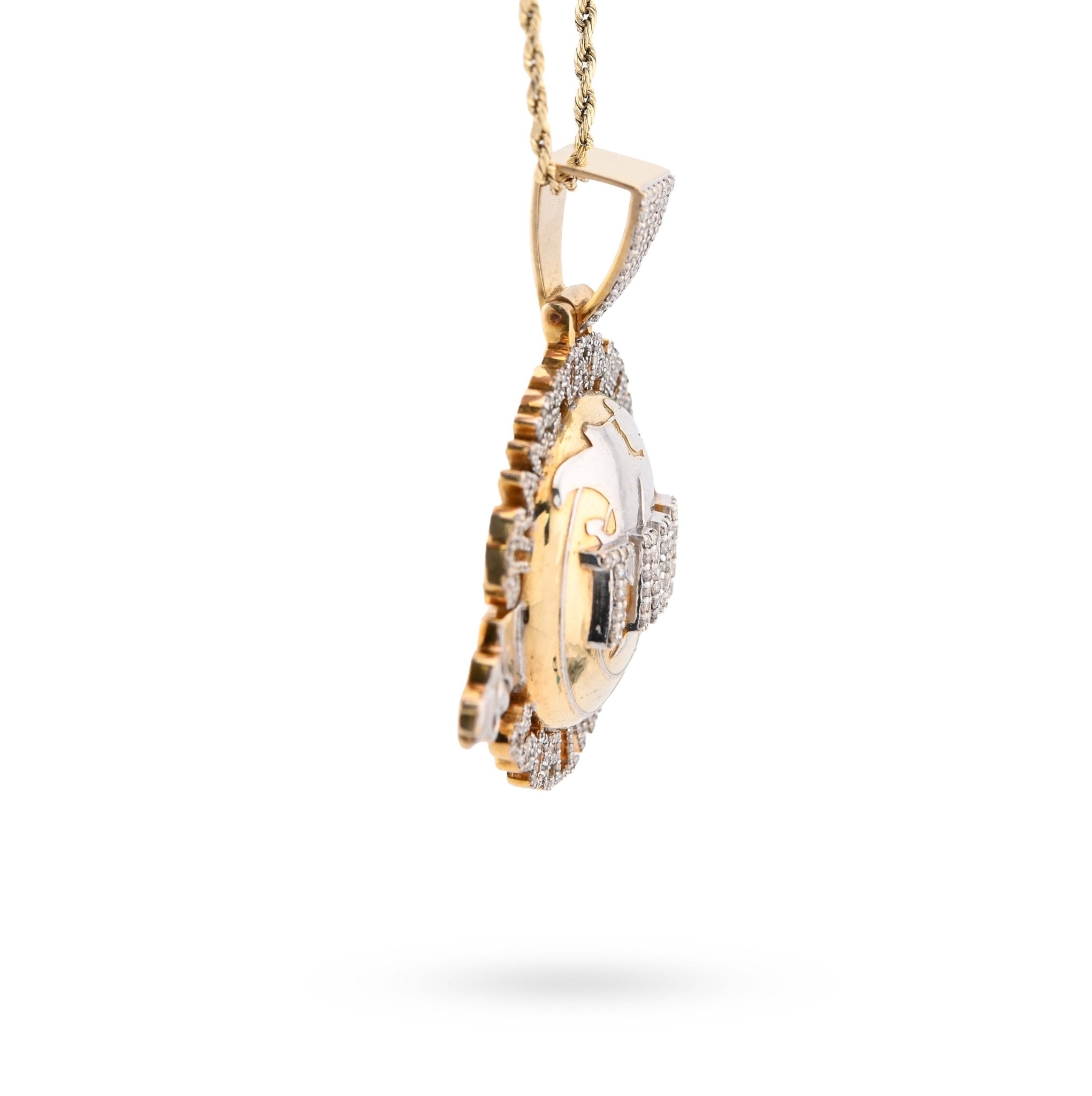 10K Yellow Gold "Transport, Moving & Delivery" Globe Truck 2CT Natural Diamond Men Pendant Charm - Elite Jewelers - Charms & Pendants