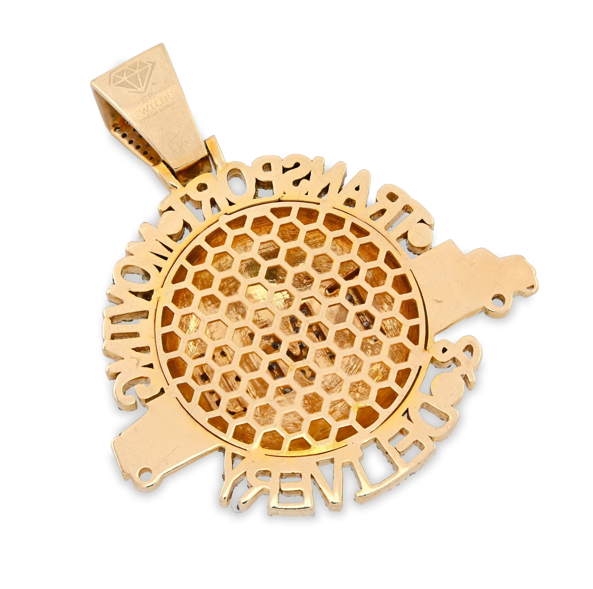 10K Yellow Gold "Transport, Moving & Delivery" Globe Truck 2CT Natural Diamond Men Pendant Charm - Elite Jewelers - Charms & Pendants