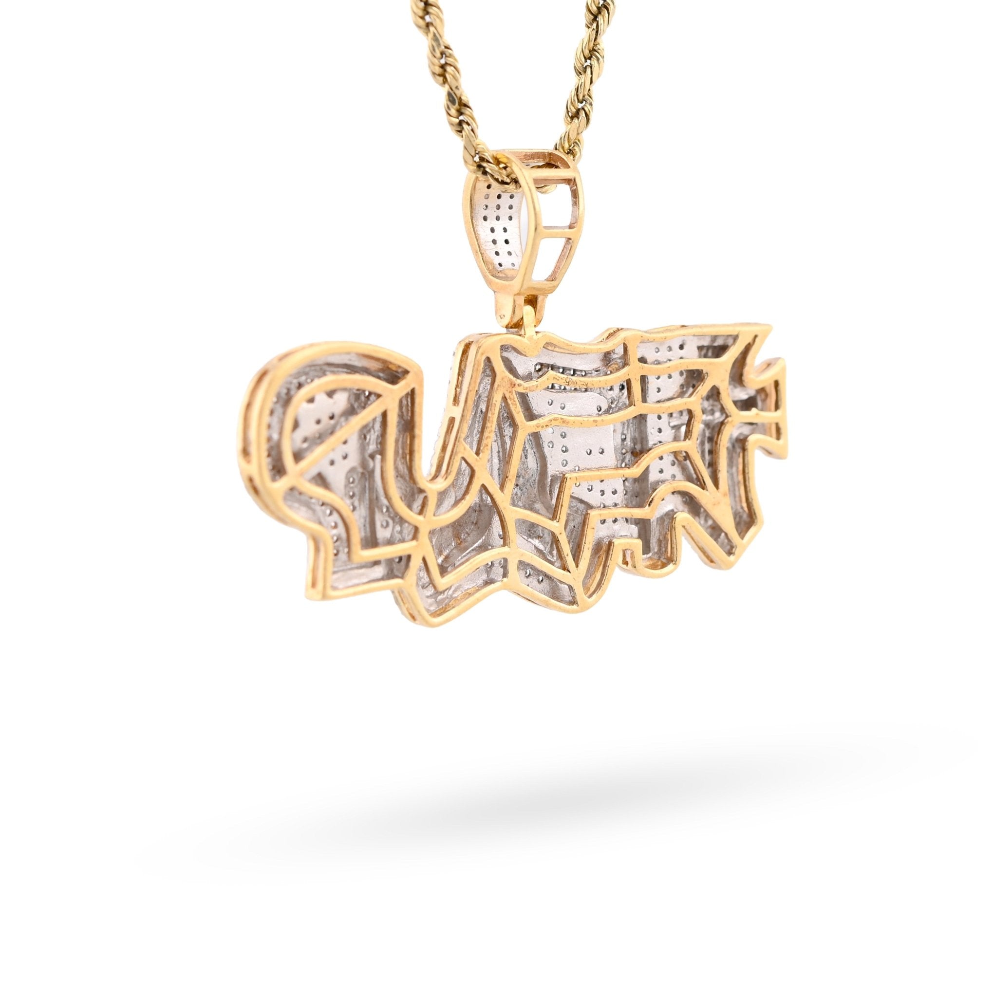 10K Yellow Gold "TRAP" Cross Gun Custom Pendant 1.98CT Natural Diamond Charm - Elite Jewelers - Charms & Pendants