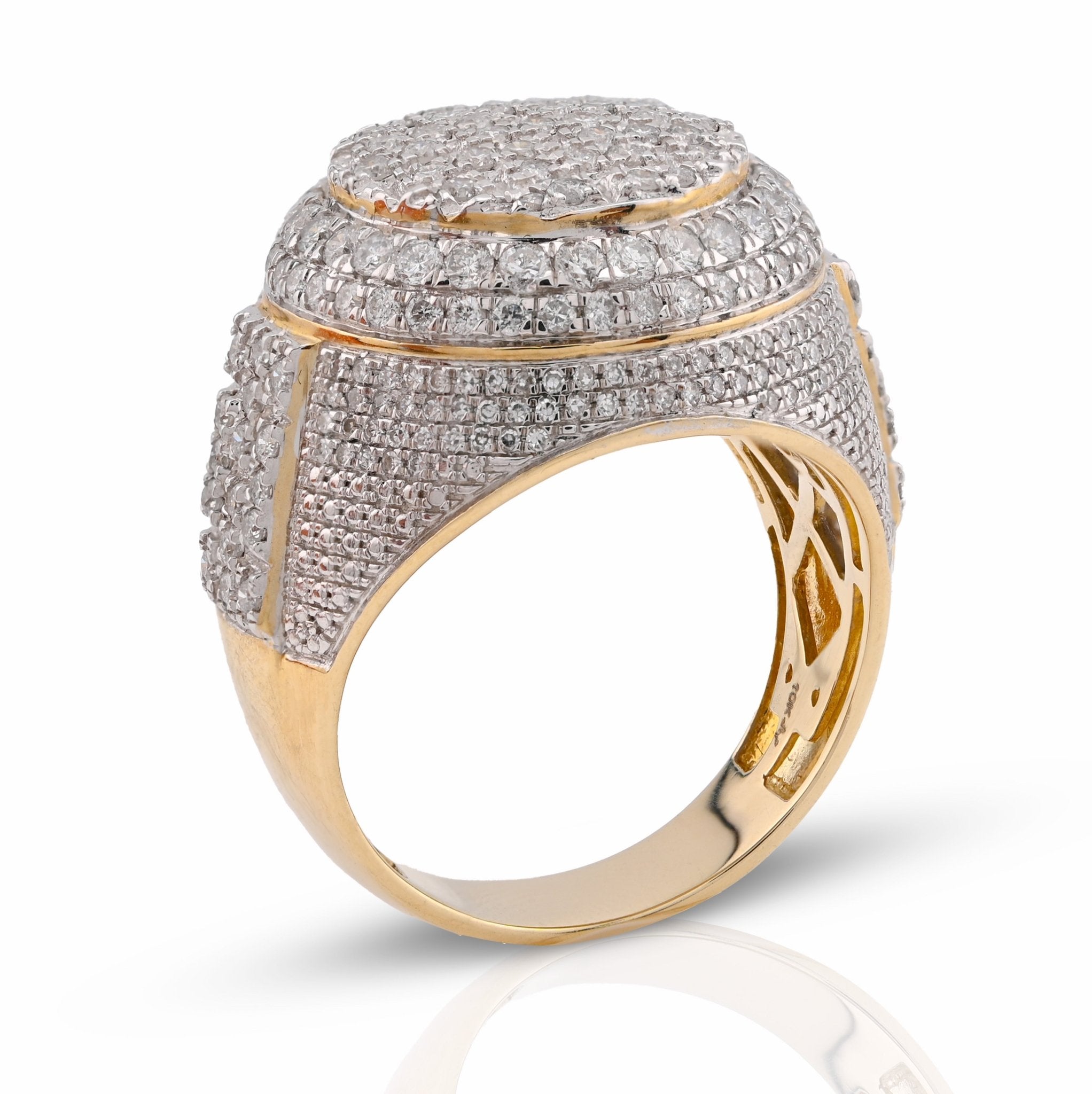 10K Yellow Gold Two - Row Round 2CT Natural Diamond Men Pinky Ring - Elite Jewelers - Rings