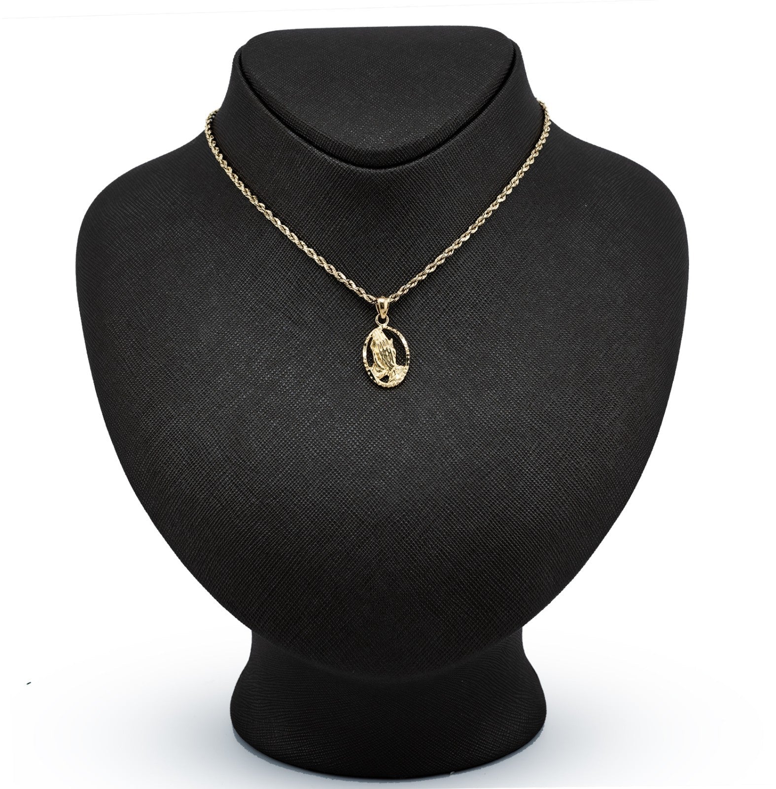 10k Yellow Gold Unisex Adults Praying Hands Pendant Religious 1.9g Charm - Elite Jewelers - Charms & Pendants