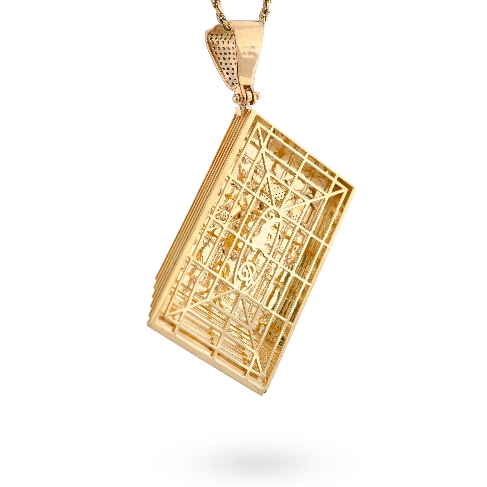 10K Yellow Gold "USA 100$" 3.5CT Natural Diamond Men Charm 36.5g Pendant - Elite Jewelers - Charms & Pendants
