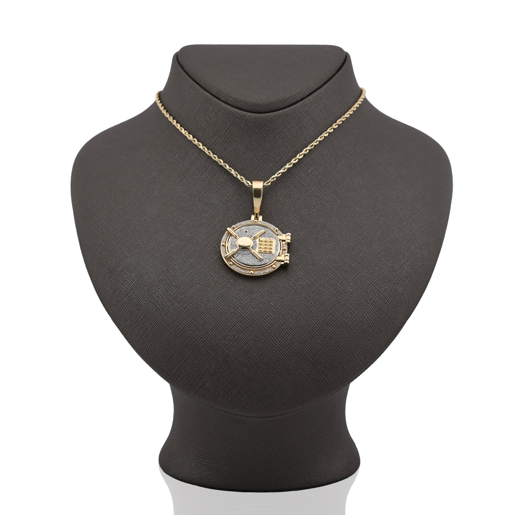 10K Yellow Gold Vault Door Memory Picture Pendant 0.6CT Natural Diamond Men Women Charm - Elite Jewelers - Charms & Pendants