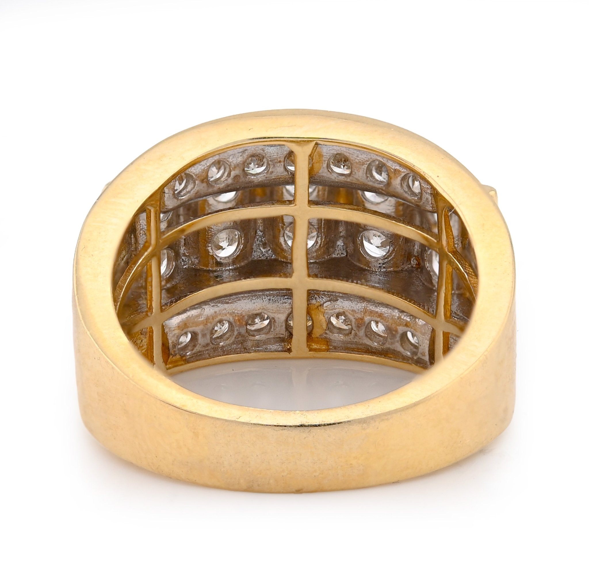 10K Yellow Gold Vertical Row multi - Column 2CT Natural Diamond Men Pinky Ring - Elite Jewelers - Rings