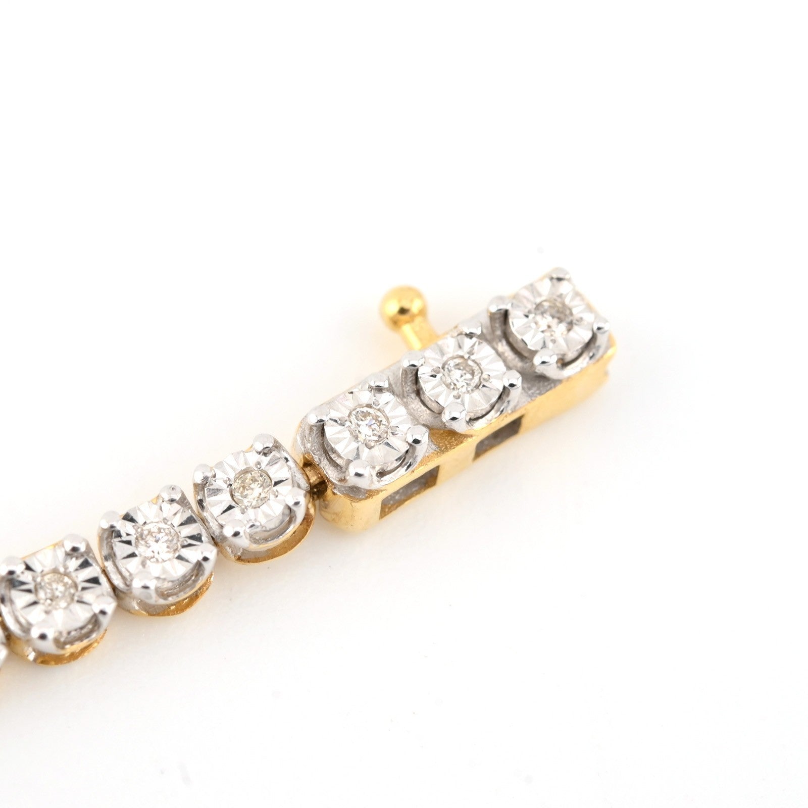 10k Yellow Gold Women 0.8CTW Baguette Diamond Heart Tennis Bracelet 7.6g 7Inch - Elite Jewelers - Bracelets