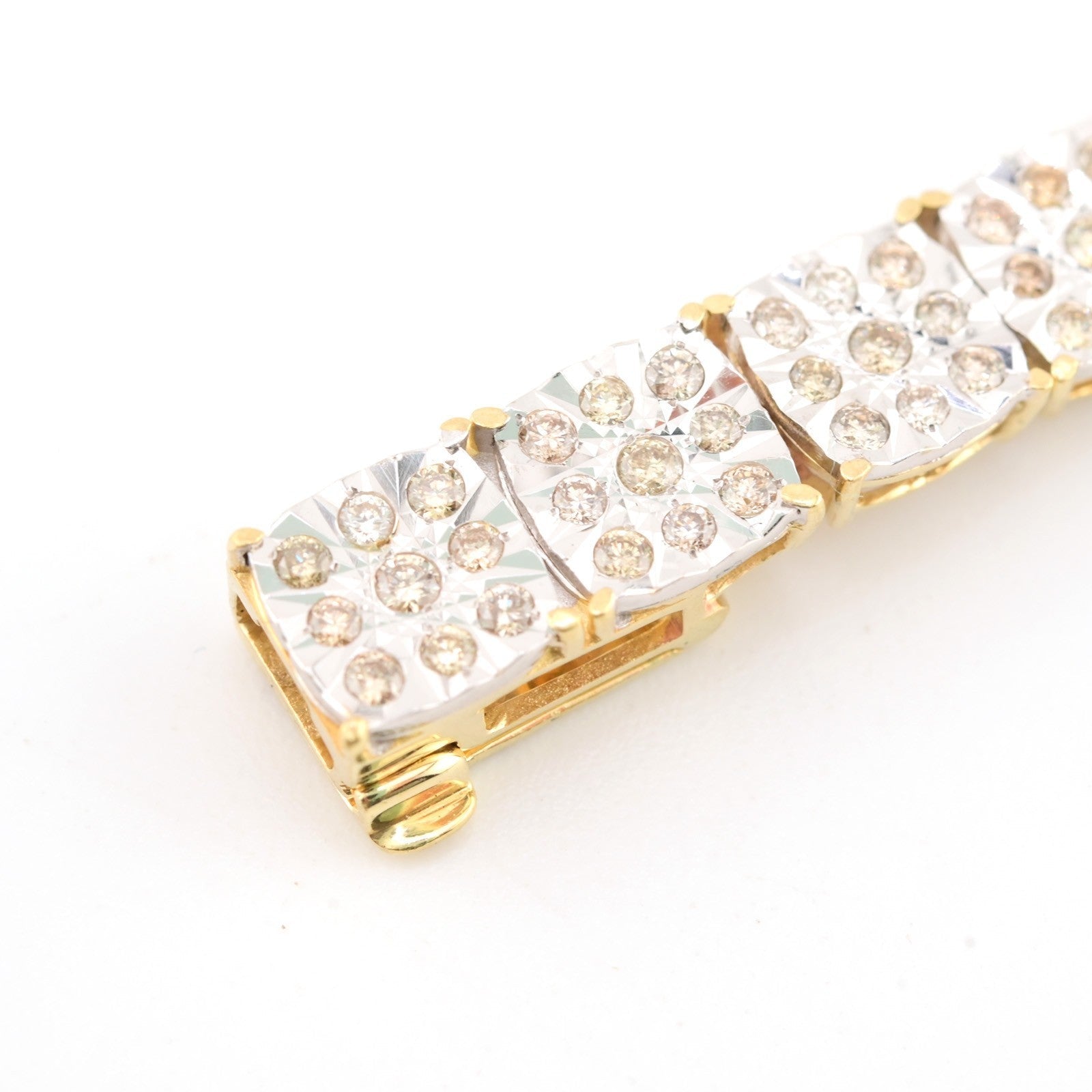 10k Yellow Gold Women 4CTW Diamond Square Fanouk Tennis Bracelet 13.2g 8 Inch - Elite Jewelers - Bracelets