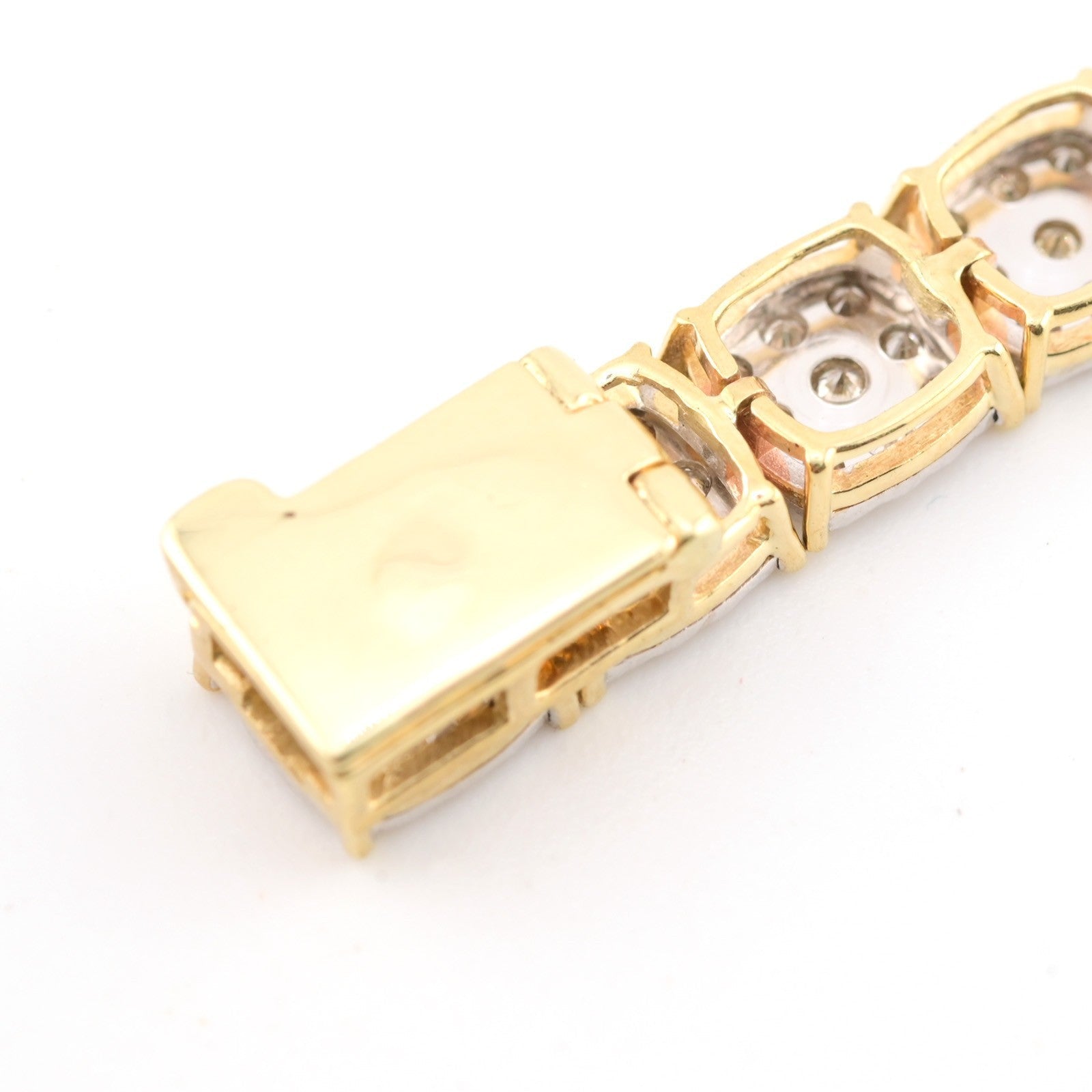 10k Yellow Gold Women 4CTW Diamond Square Fanouk Tennis Bracelet 13.2g 8 Inch - Elite Jewelers - Bracelets