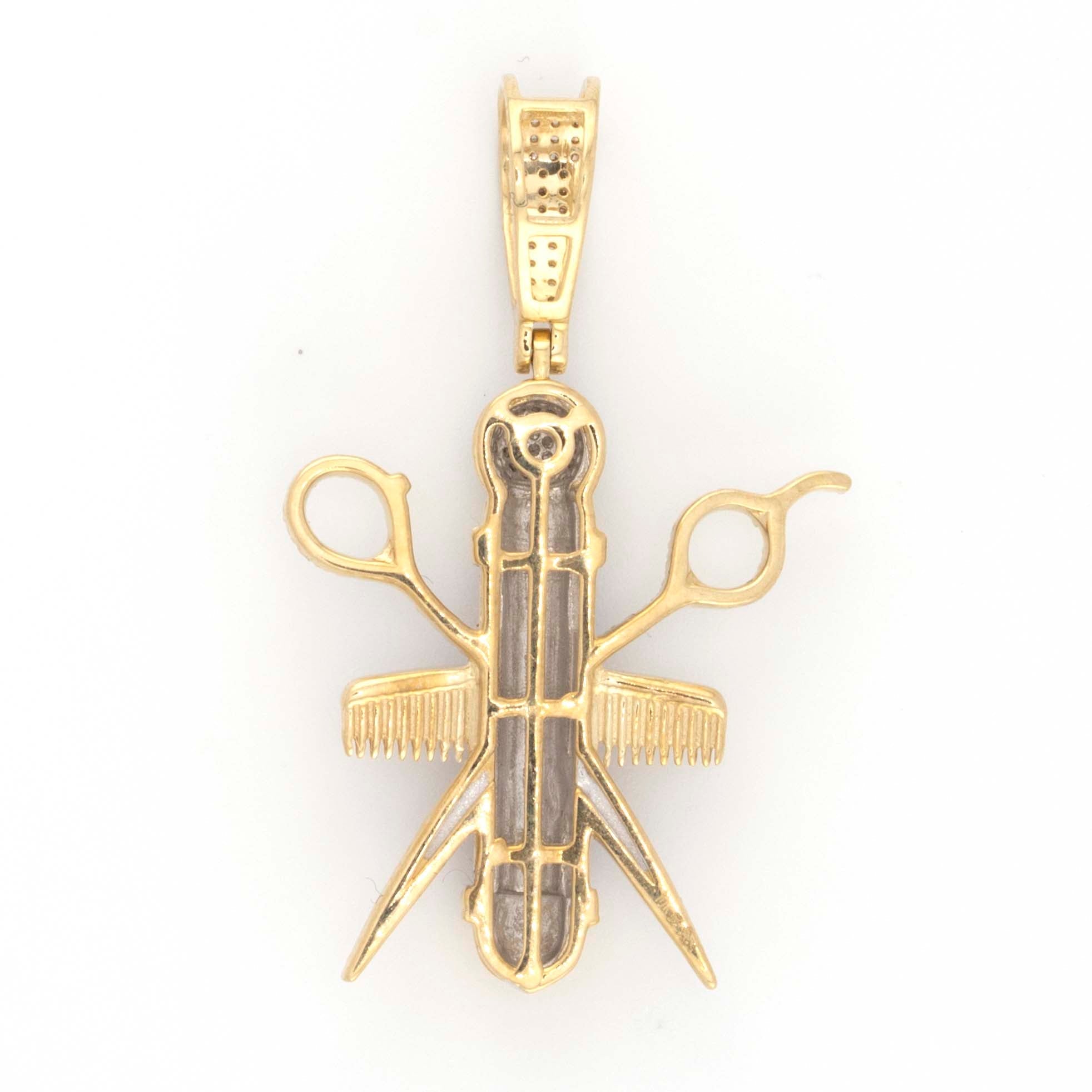 10K Yellow White Gold 0.55CT Diamond Enamel Barber Pole - Elite Jewelers - Charms & Pendants