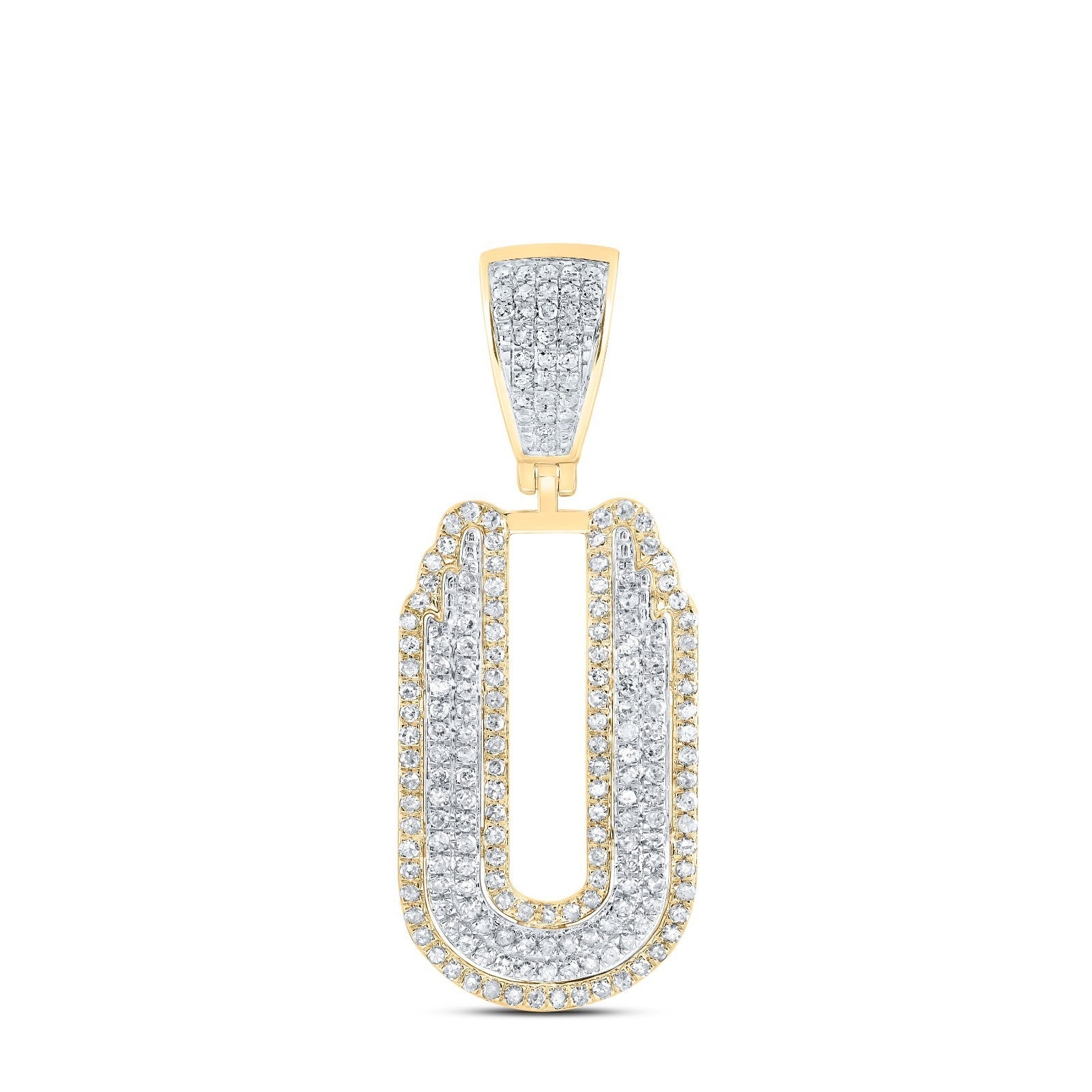 10k Yellow & White Gold 0.81 CTW Natural Diamond Initial "U" Charm 4.87g Pendant - Elite Jewelers - Charms & Pendants
