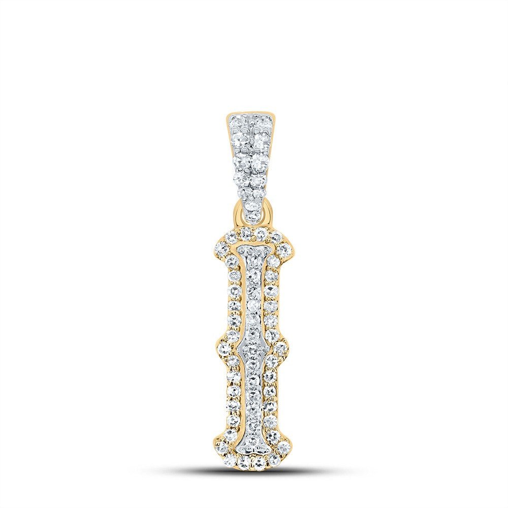 10k Yellow & White Gold 0.94gms 0.2CTW Natural Diamond Initial "I" Pendant Charm - Elite Jewelers - Charms & Pendants