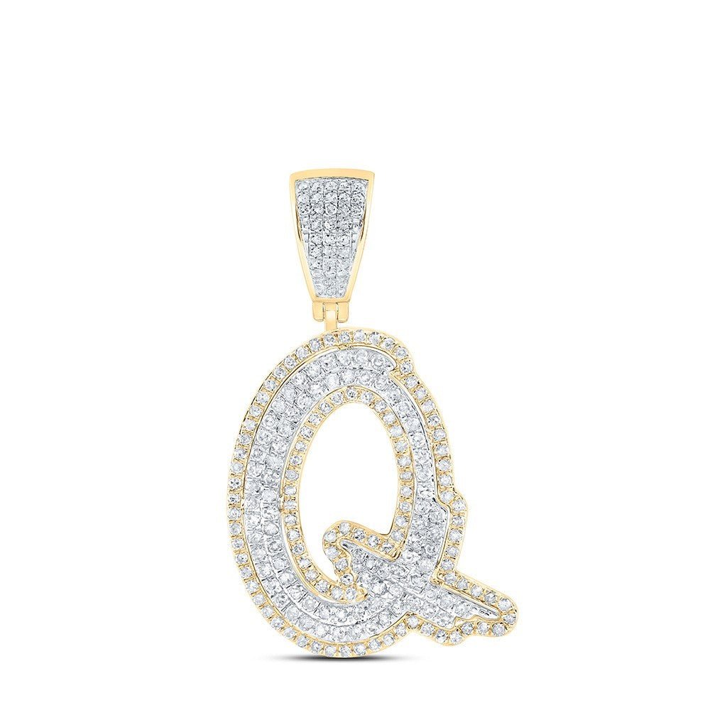 10k Yellow & White Gold 1.01 CTW Natural Diamond Initial "Q" Charm 4.45g Pendant - Elite Jewelers - Charms & Pendants