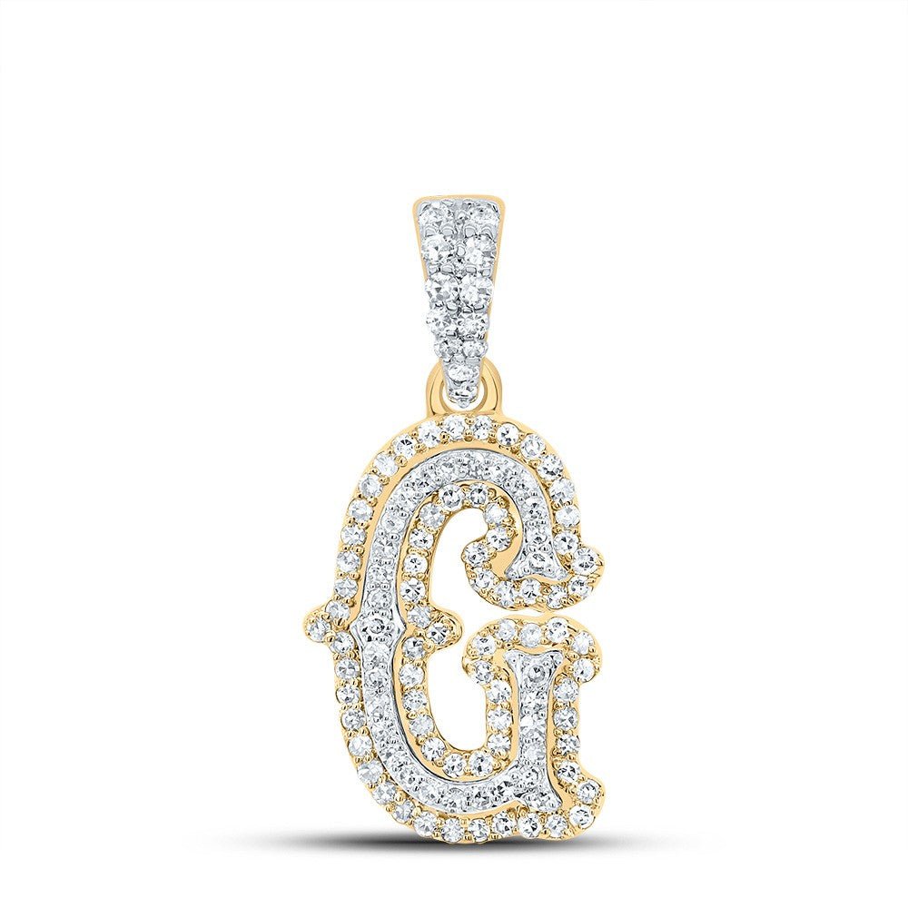 10k Yellow & White Gold 1.35gm 0.35CTW Natural Diamond Initial "G" Pendant Charm - Elite Jewelers - Charms & Pendants