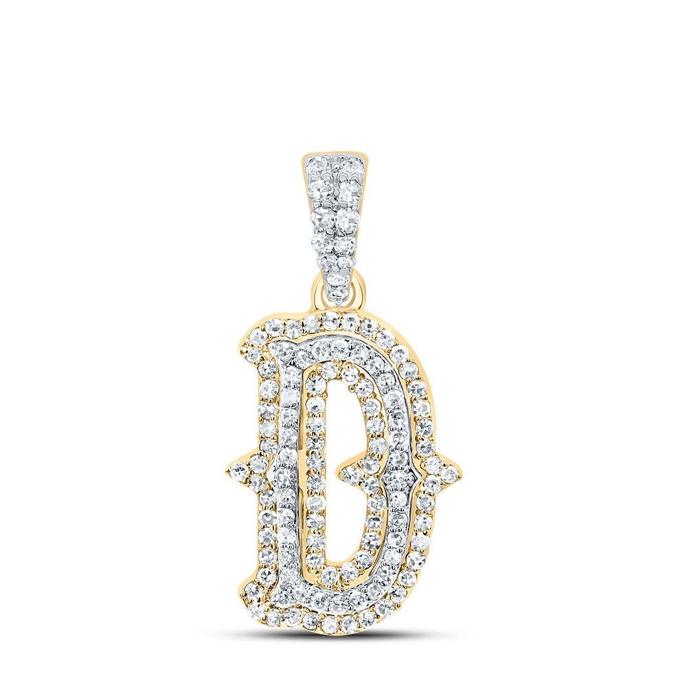 10k Yellow & White Gold 1.4g 0.36CTW Natural Diamond Initial "D" Pendant Charm - Elite Jewelers - Charms & Pendants