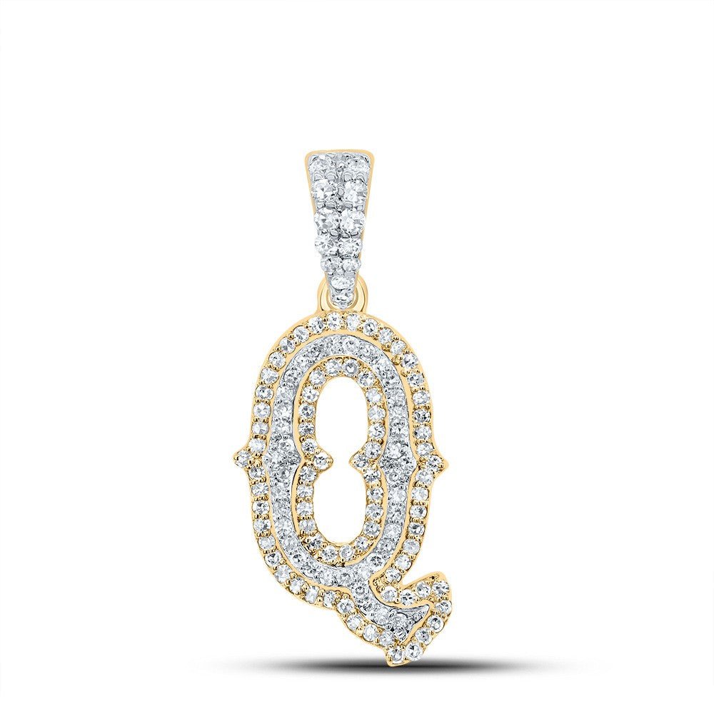 10k Yellow & White Gold 1.54g 0.39CTW Natural Diamond Initial "Q" Pendant Charm - Elite Jewelers - Charms & Pendants