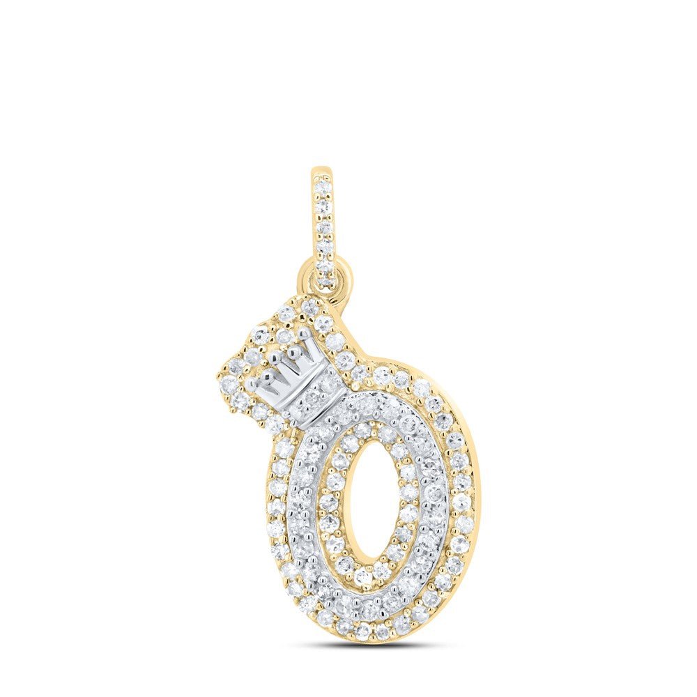 10k Yellow & White Gold 1.65gm 0.29CTW Natural Diamond Initial "O" Crown Pendant - Elite Jewelers - Charms & Pendants
