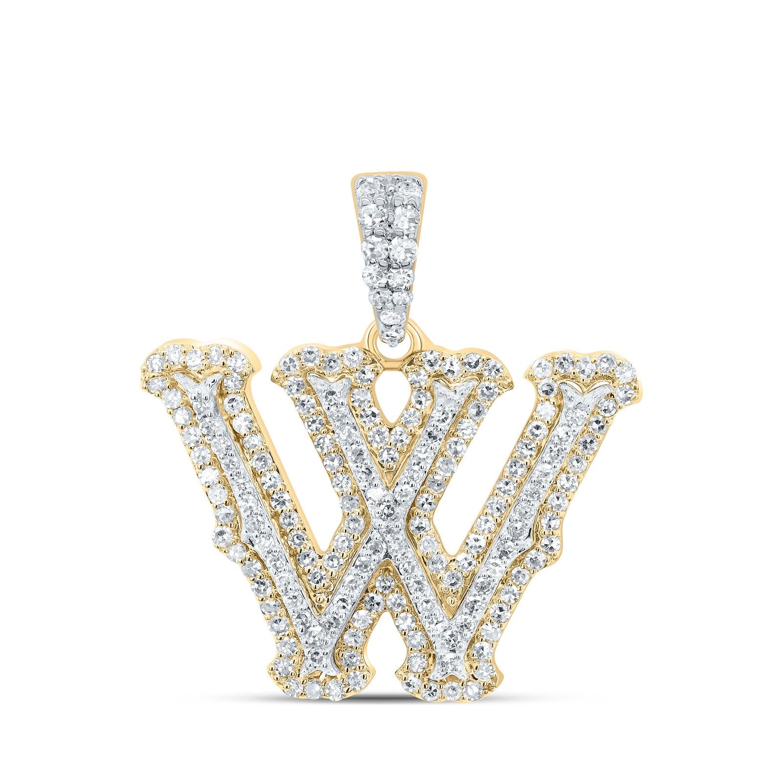 10k Yellow & White Gold 2.47g 0.53CTW Natural Diamond Initial "W" Pendant Charm - Elite Jewelers - Charms & Pendants