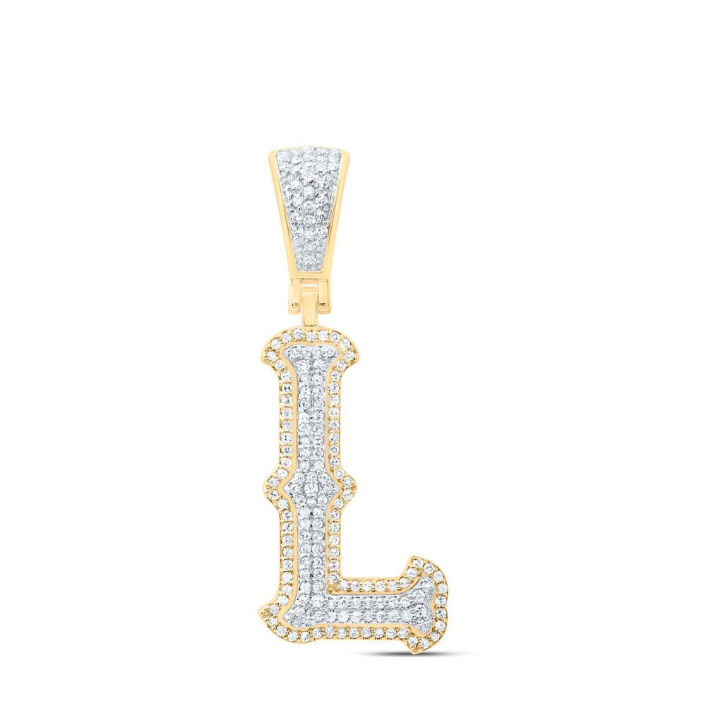10k Yellow & White Gold 3.02g 0.43CTW Natural Diamond Initial "L" Pendant Charm - Elite Jewelers - Charms & Pendants
