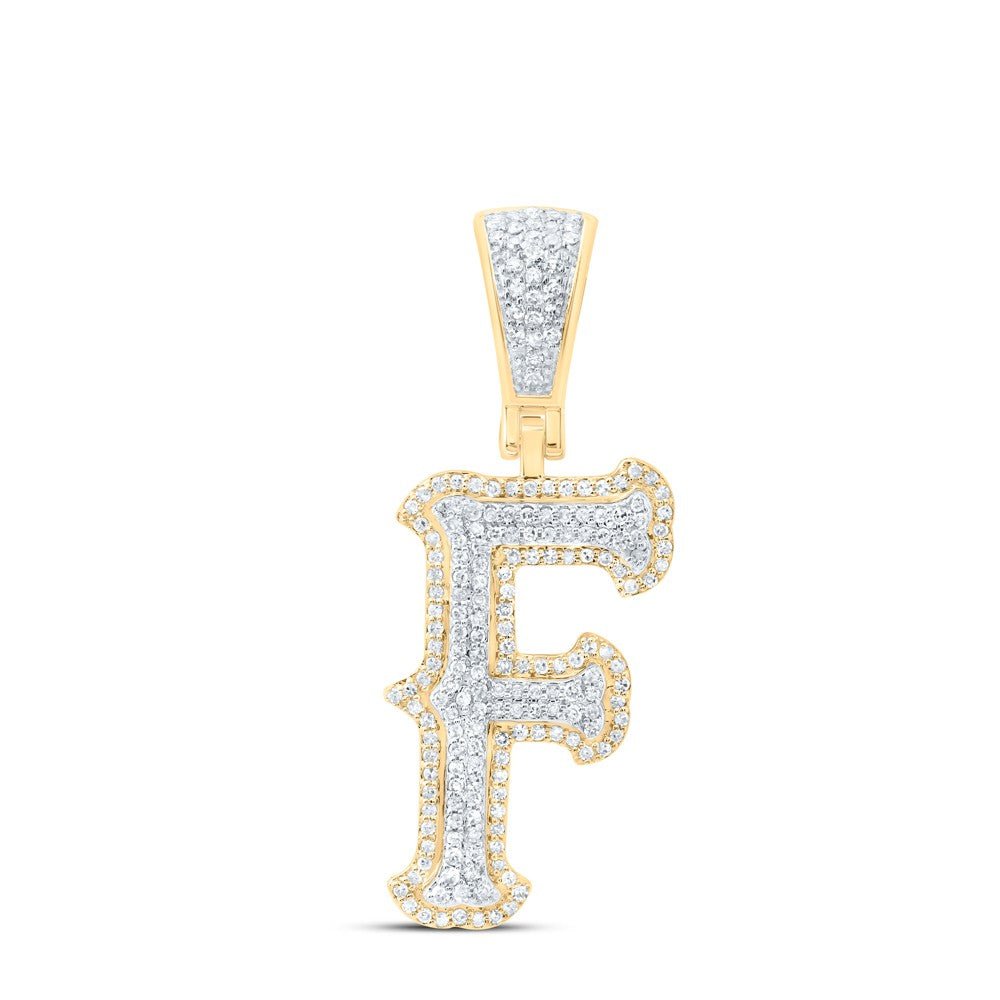 10k Yellow & White Gold 3.22g 0.5CTW Natural Diamond Initial "F" Pendant Charm - Elite Jewelers - Charms & Pendants