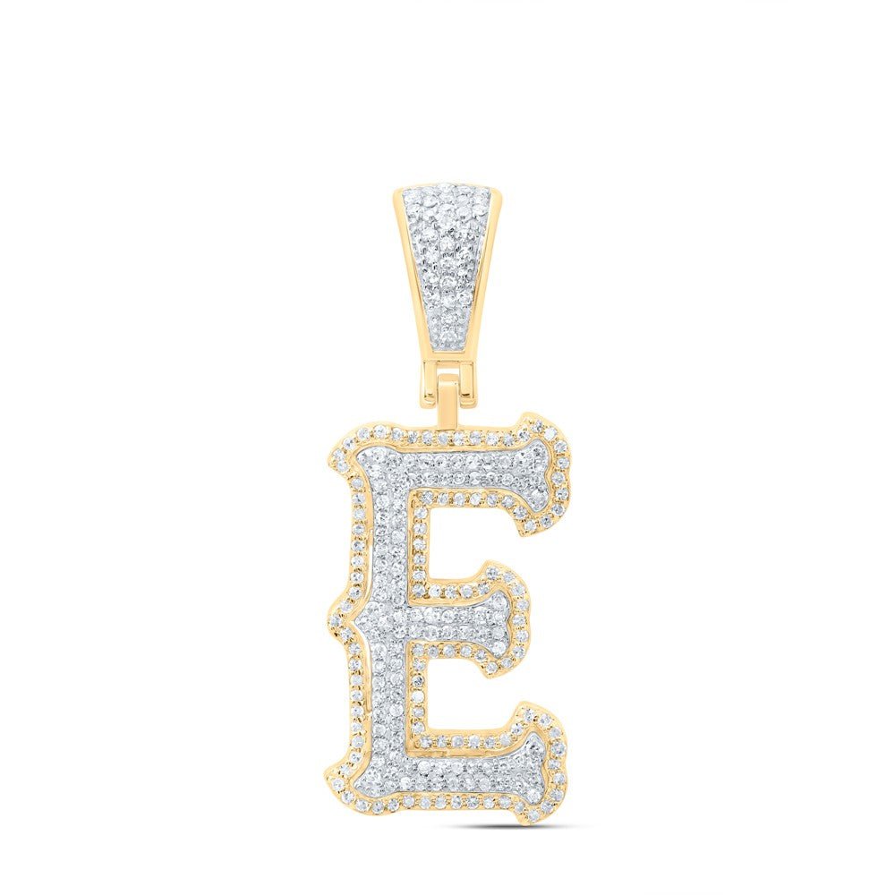 10k Yellow & White Gold 3.45g 0.56CTW Natural Diamond Initial "E" Pendant Charm - Elite Jewelers - Charms & Pendants