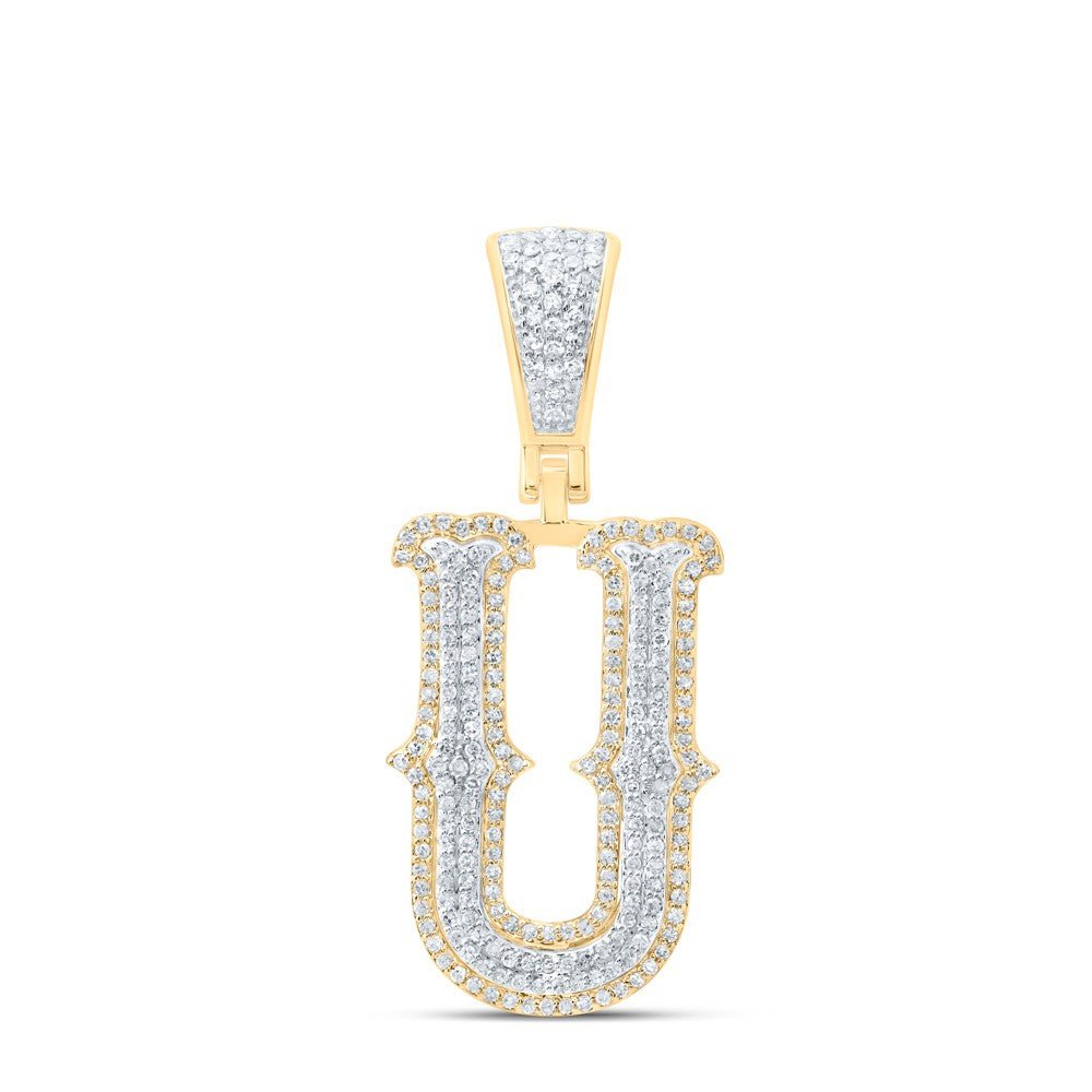 10k Yellow & White Gold 3.5g 0.6CTW Natural Diamond Initial "U" Pendant Charm - Elite Jewelers - Charms & Pendants
