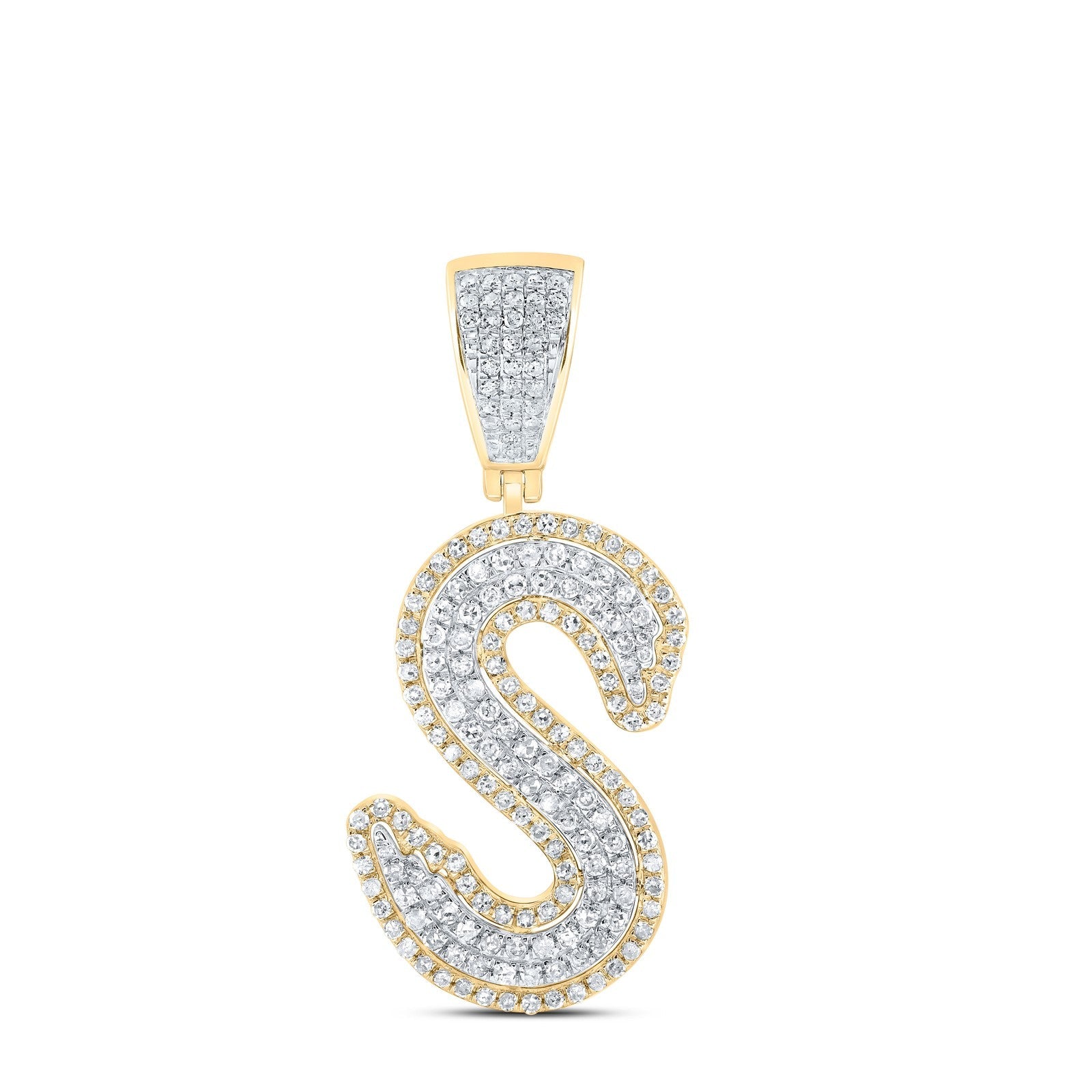 10k Yellow & White Gold 4.17g 0.93CTW Natural Diamond Initial "S" Pendant Charm - Elite Jewelers - Charms & Pendants
