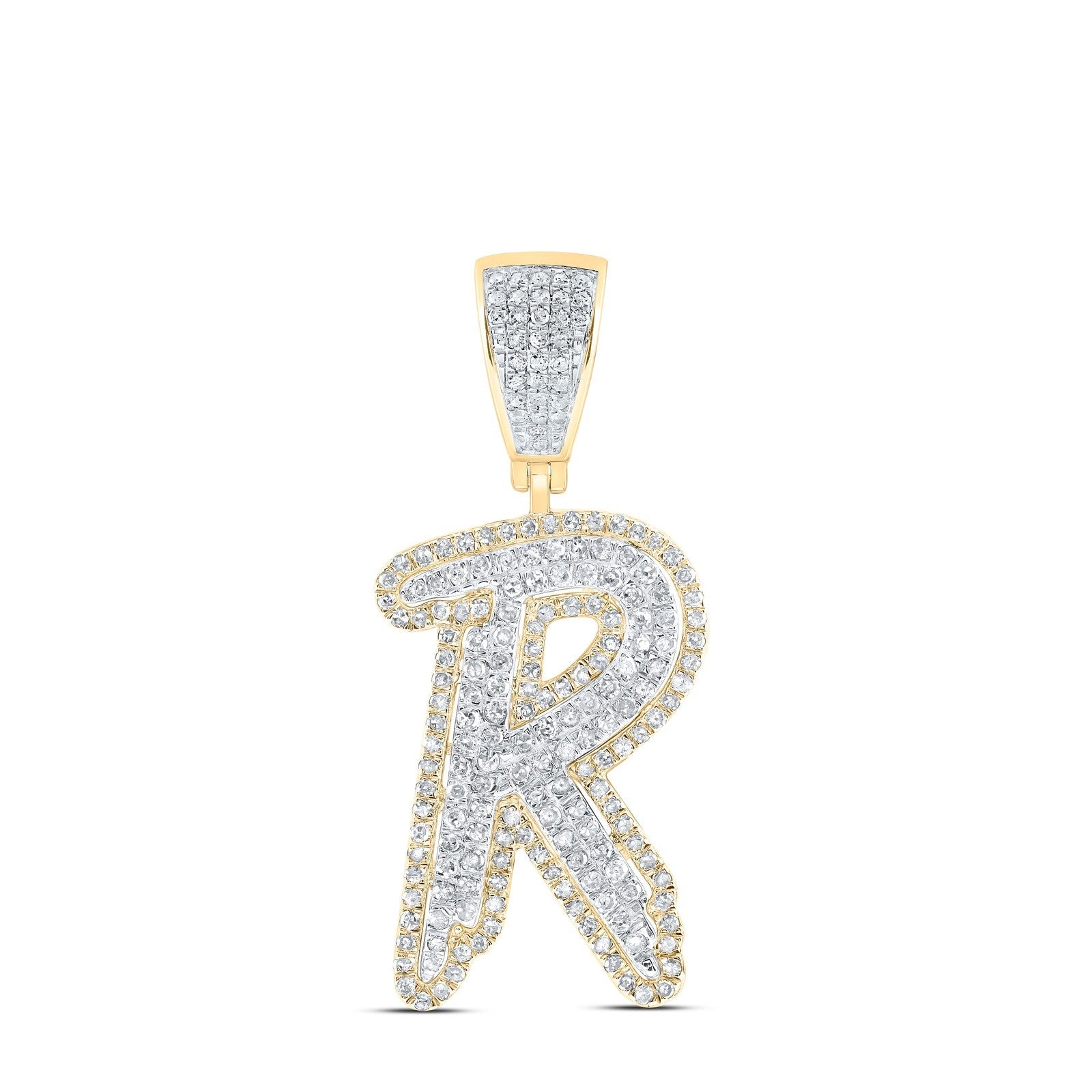 10k Yellow & White Gold 4.51g 1.02CTW Natural Diamond Initial "R" Pendant Charm - Elite Jewelers - Charms & Pendants