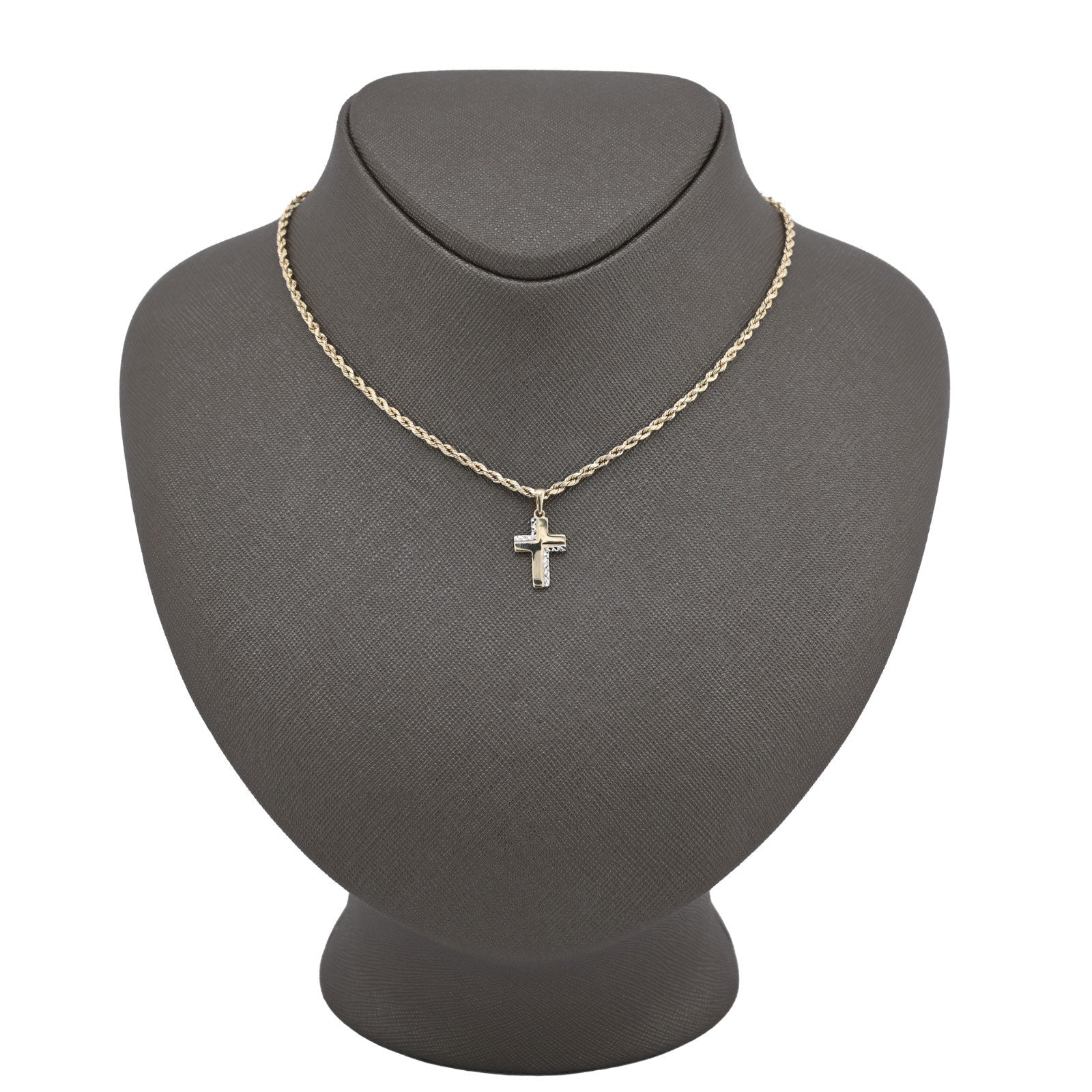 10k Yellow & White Gold Cross Pendant Religious 0.7gms Charm For Unisex Adults - Elite Jewelers - Charms & Pendants