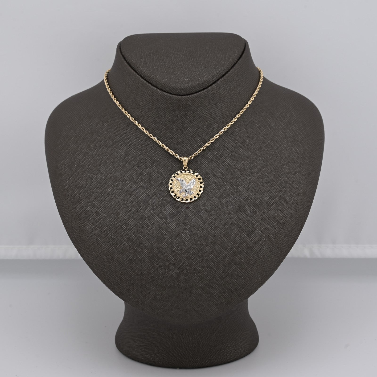 10k Yellow & White Gold Cuban Link Eagle Pendant 2g Unisex Charm - Elite Jewelers - Charms & Pendants