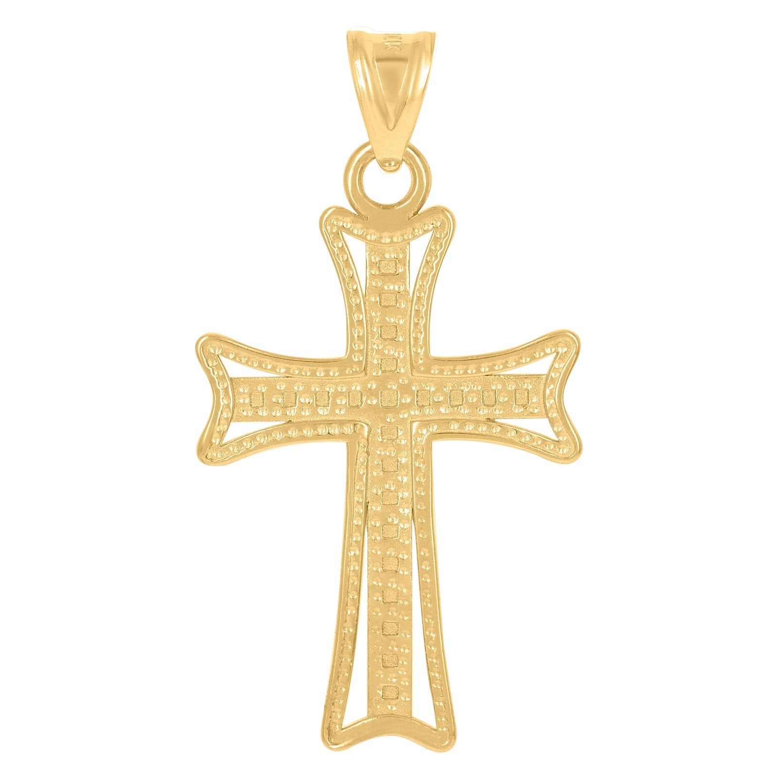 10k Yellow & White Gold Diamond - Cut Christian Cross Religious Charm 1.5g Pendant - Elite Jewelers - Charms & Pendants
