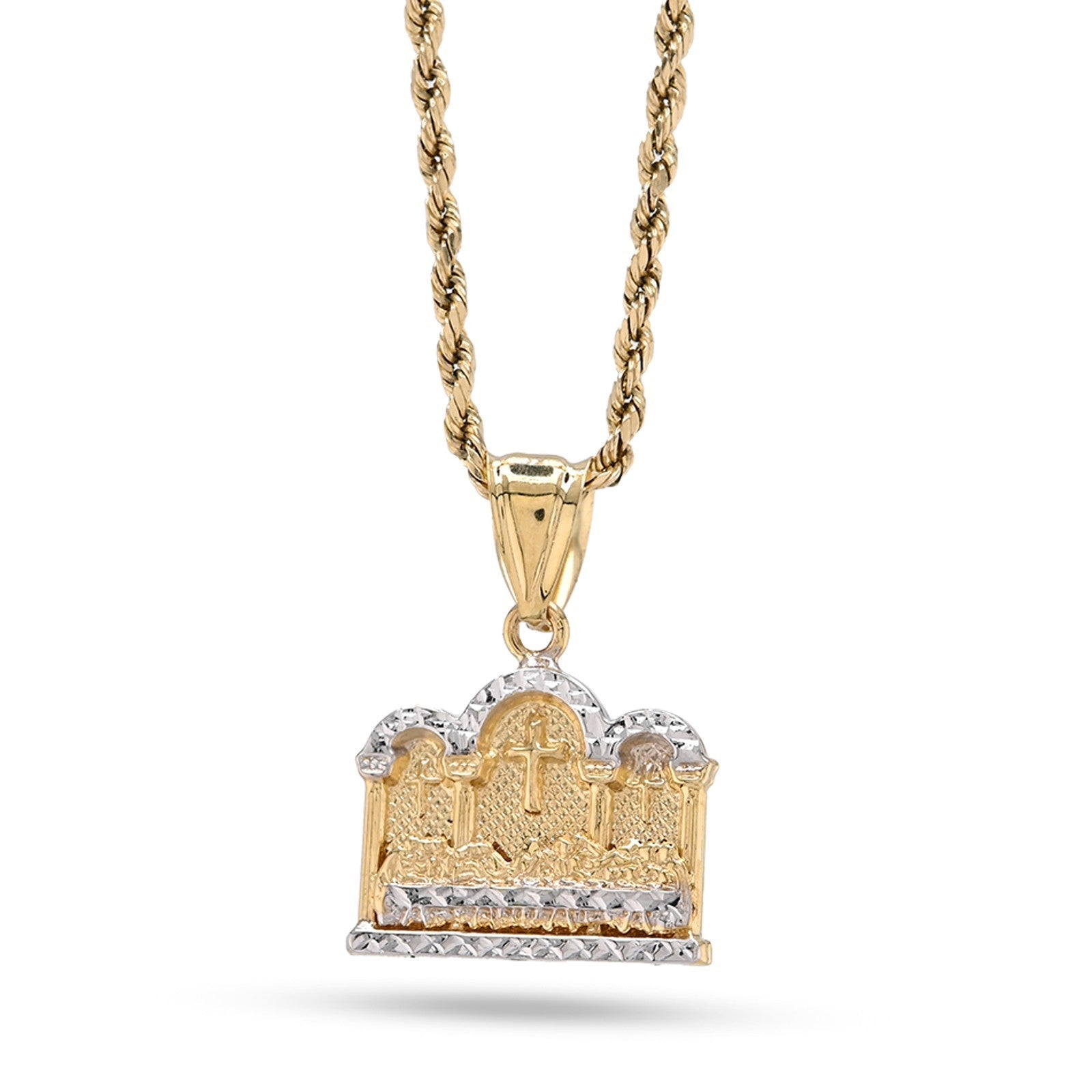 10k Yellow & White Gold Diamond - Cut Mens Last Supper Pendant Religious 2g Charm - Elite Jewelers - Charms & Pendants