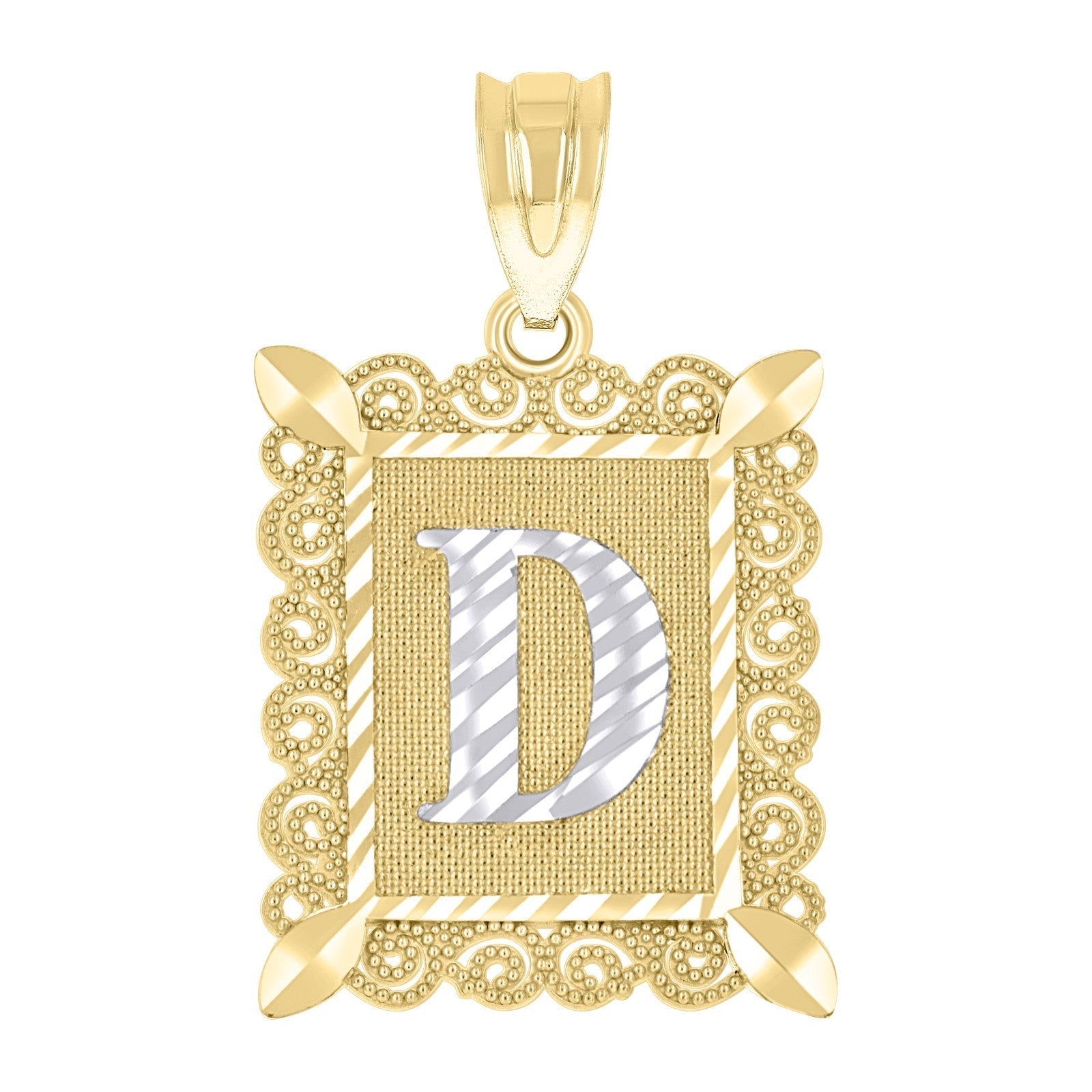 10k Yellow & White Gold Initial Letter "D" Pendant 2.2g Alphabet Unisex Charm - Elite Jewelers - Charms & Pendants