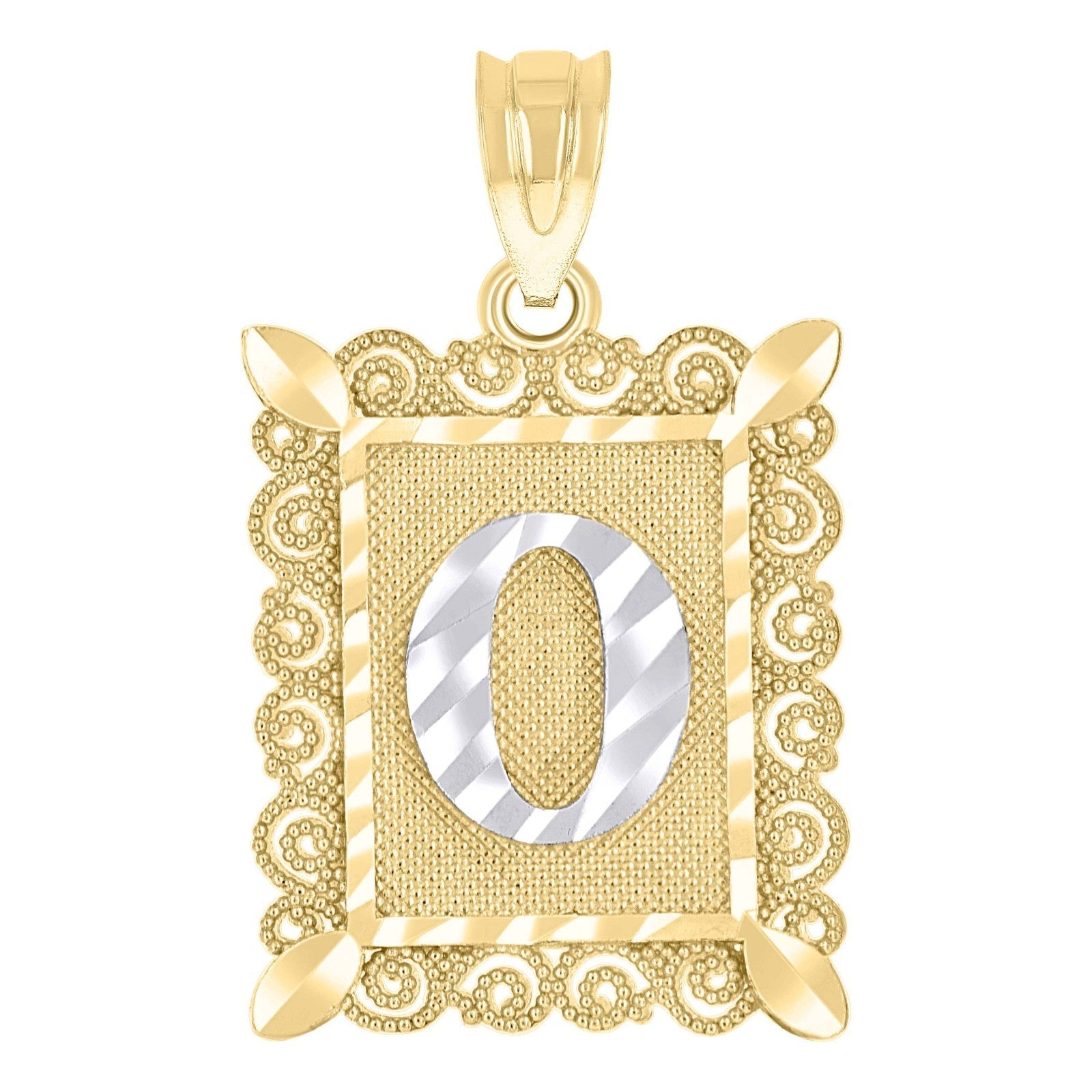 10k Yellow & White Gold Initial Letter "O" Pendant 1g Alphabet Unisex Charm - Elite Jewelers - Charms & Pendants