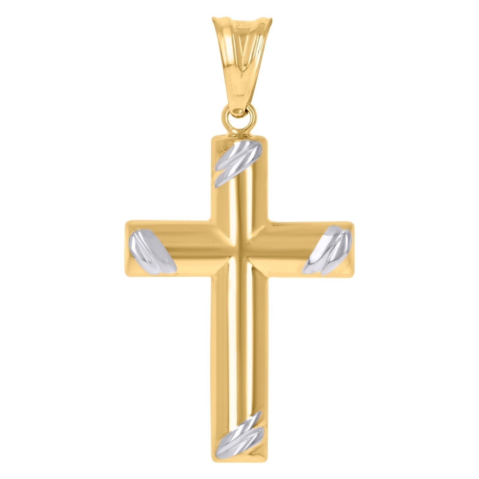 10k Yellow & White Gold Polished Unisex Adult Cross Religious Charm 1.2g Pendant - Elite Jewelers - Charms & Pendants