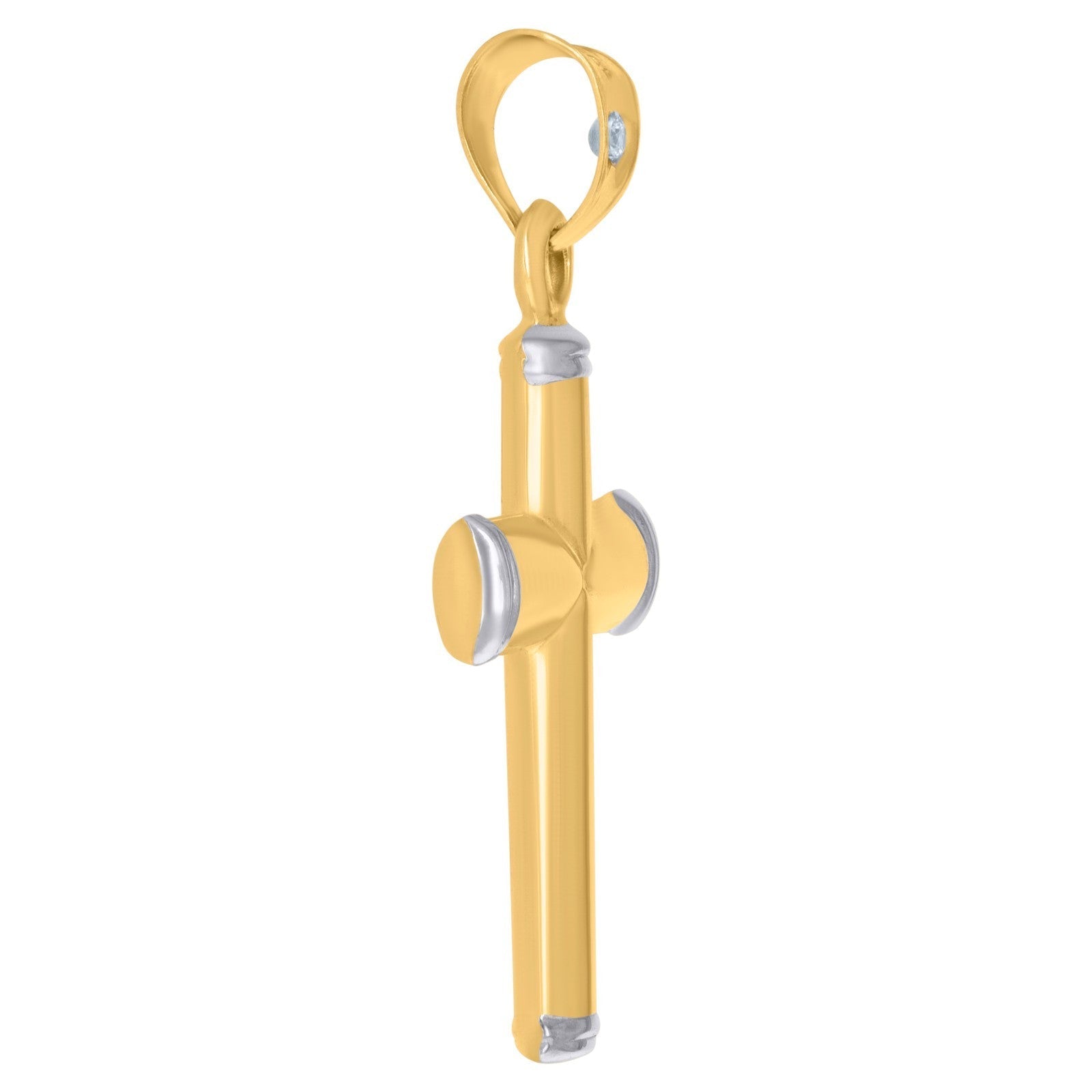10k Yellow & White Gold Unisex Polished Cross Religious Charm Pendant 1.3gms - Elite Jewelers - Charms & Pendants