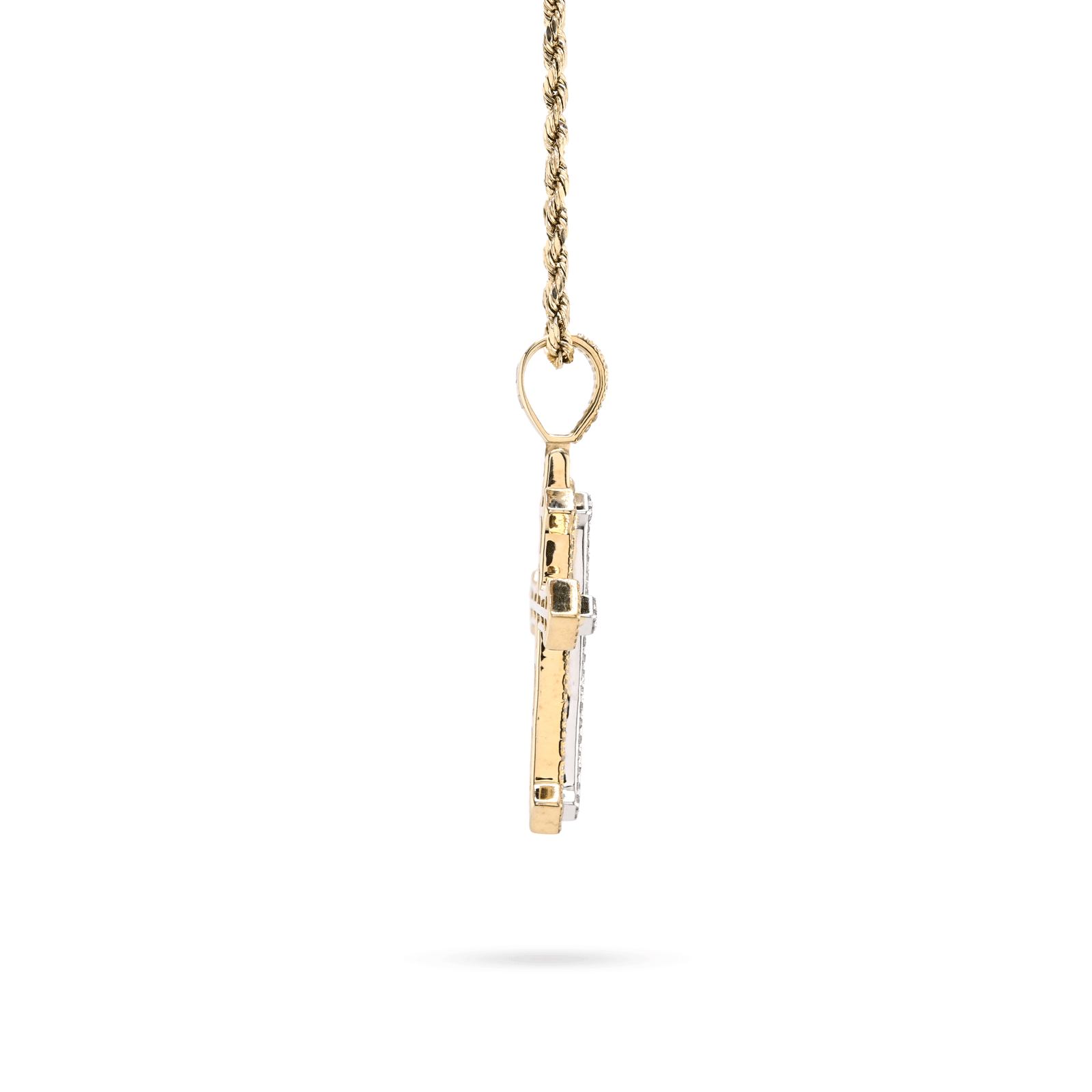 10k Yellow/White Gold 0.69CTW Natural Diamond Iced Out Cross Pendant 5.9g Charm - Elite Jewelers - Charms & Pendants