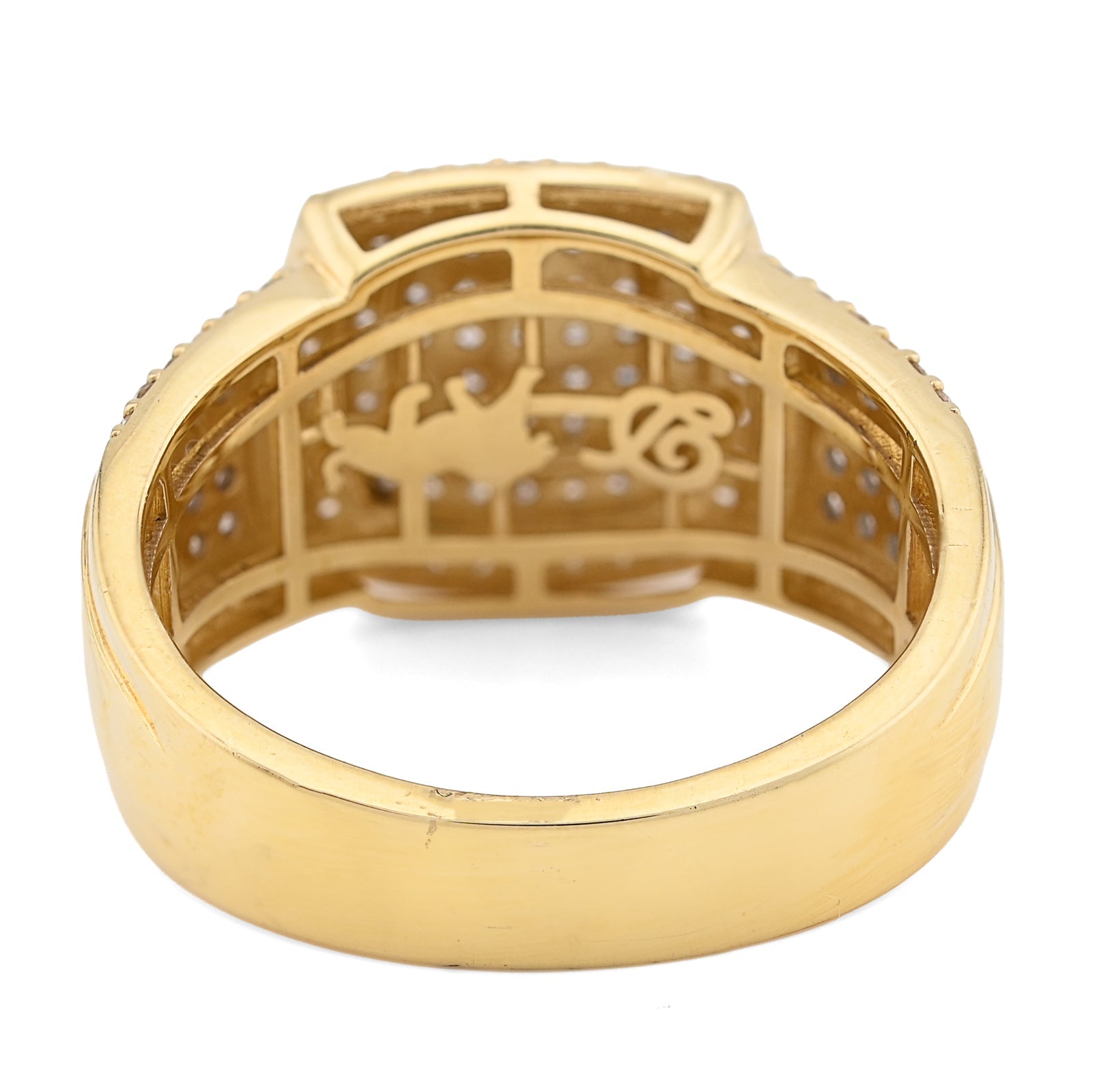 10K Yellow/White Gold 1.01CT Natural Diamond Three Row Rectangular 2 Tone Men Ring - Elite Jewelers - Rings