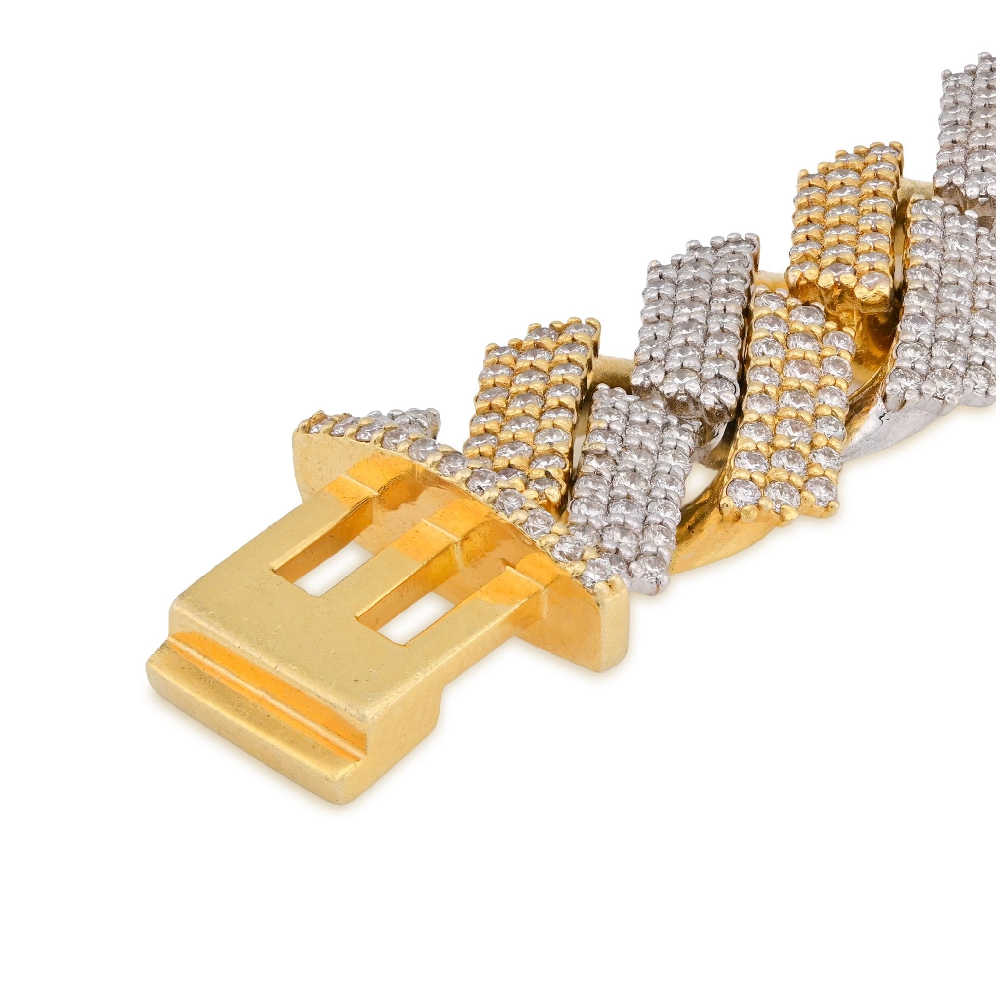 10K Yellow/White Gold 2 Tone 13.99CT Natural Diamond 8.25" 15.2MM Cuban Link 82.6G Men Bracelet - Elite Jewelers - Bracelets