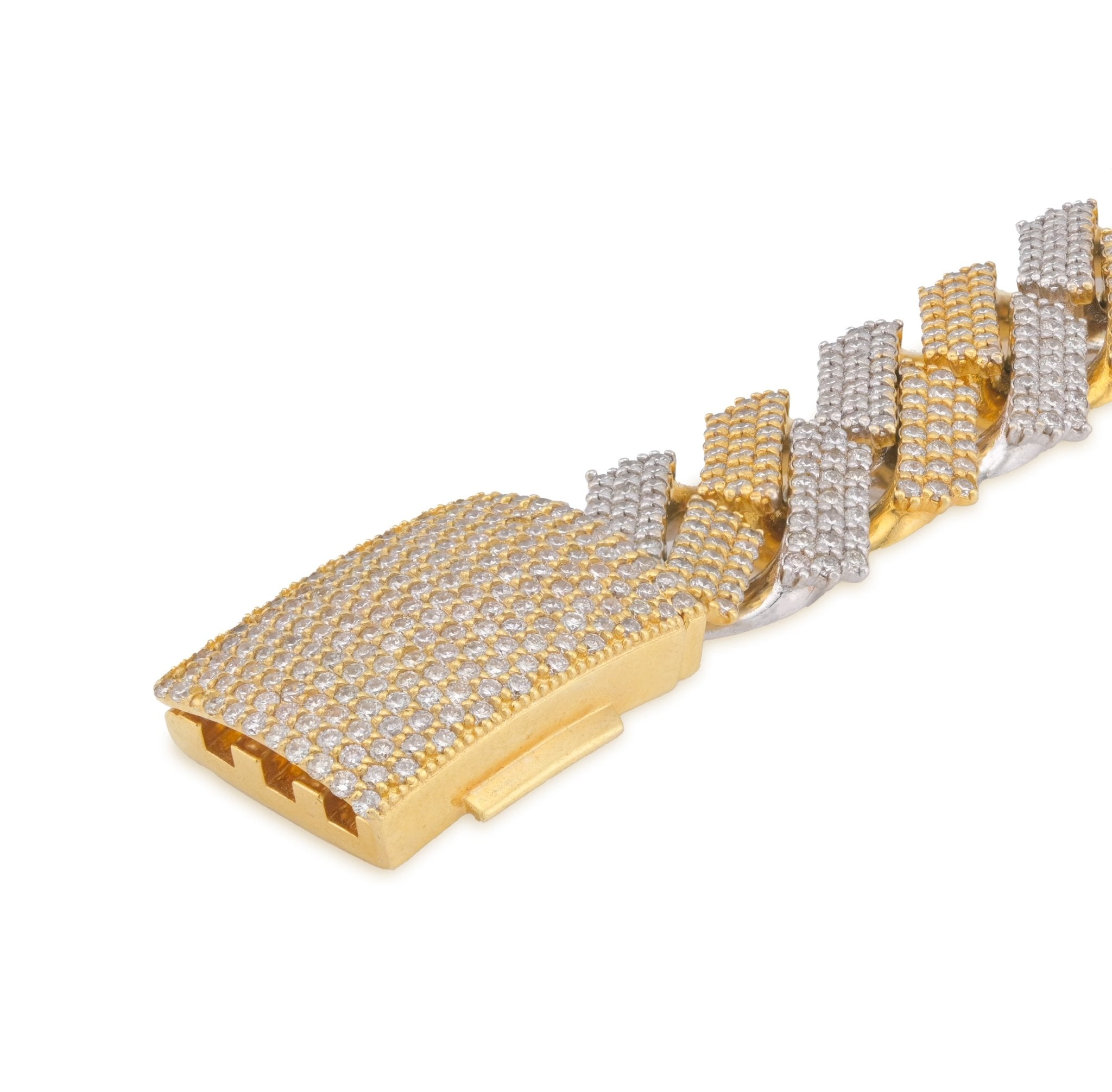 10K Yellow/White Gold 2 Tone 13.99CT Natural Diamond 8.25" 15.2MM Cuban Link 82.6G Men Bracelet - Elite Jewelers - Bracelets