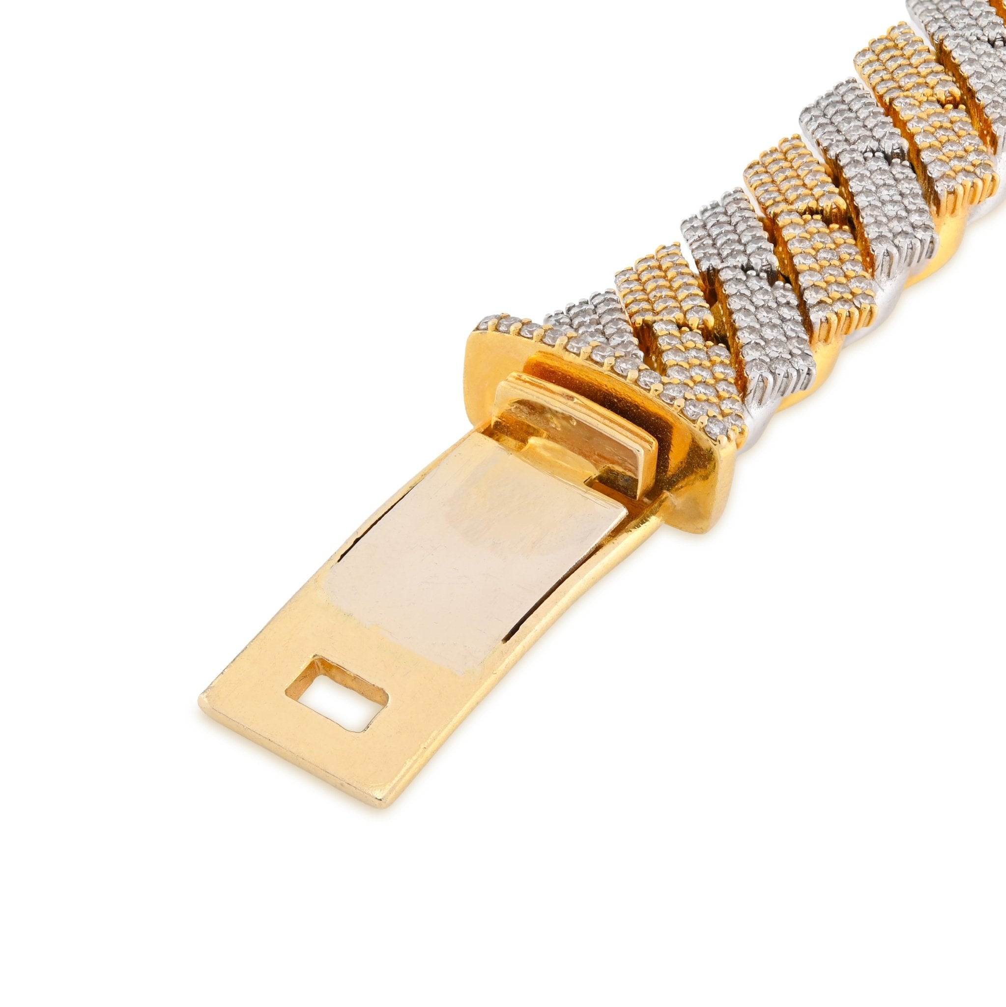 10K Yellow/White Gold 2 Tone 18CT Natural Diamond Snake Cuban Link 8" Men Bracelet 172.5g 16MM - Elite Jewelers - Bracelets