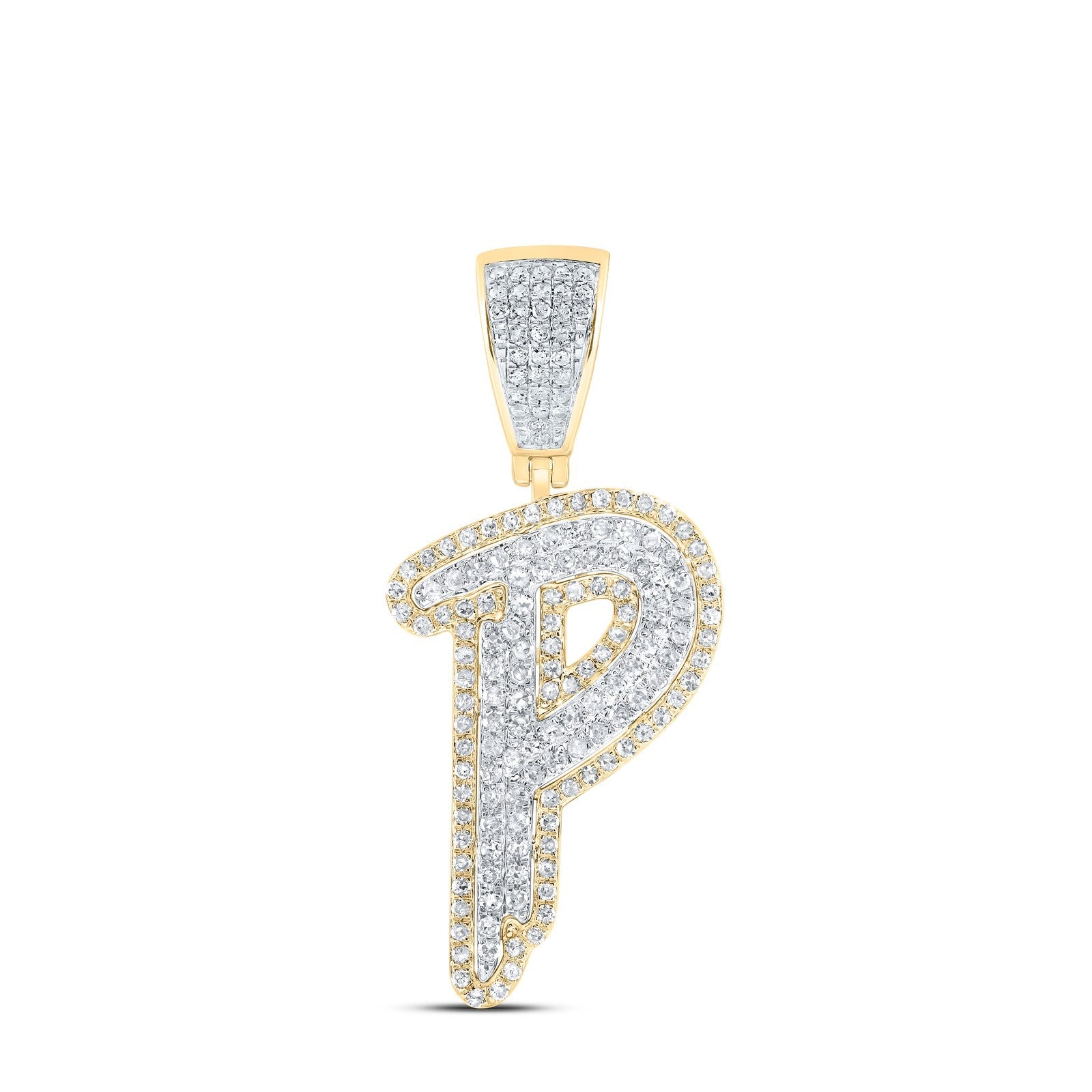 10k Yellow/White Gold 3.71g 0.83CTW Natural Diamond Initial "P" Pendant Charm - Elite Jewelers - Charms & Pendants