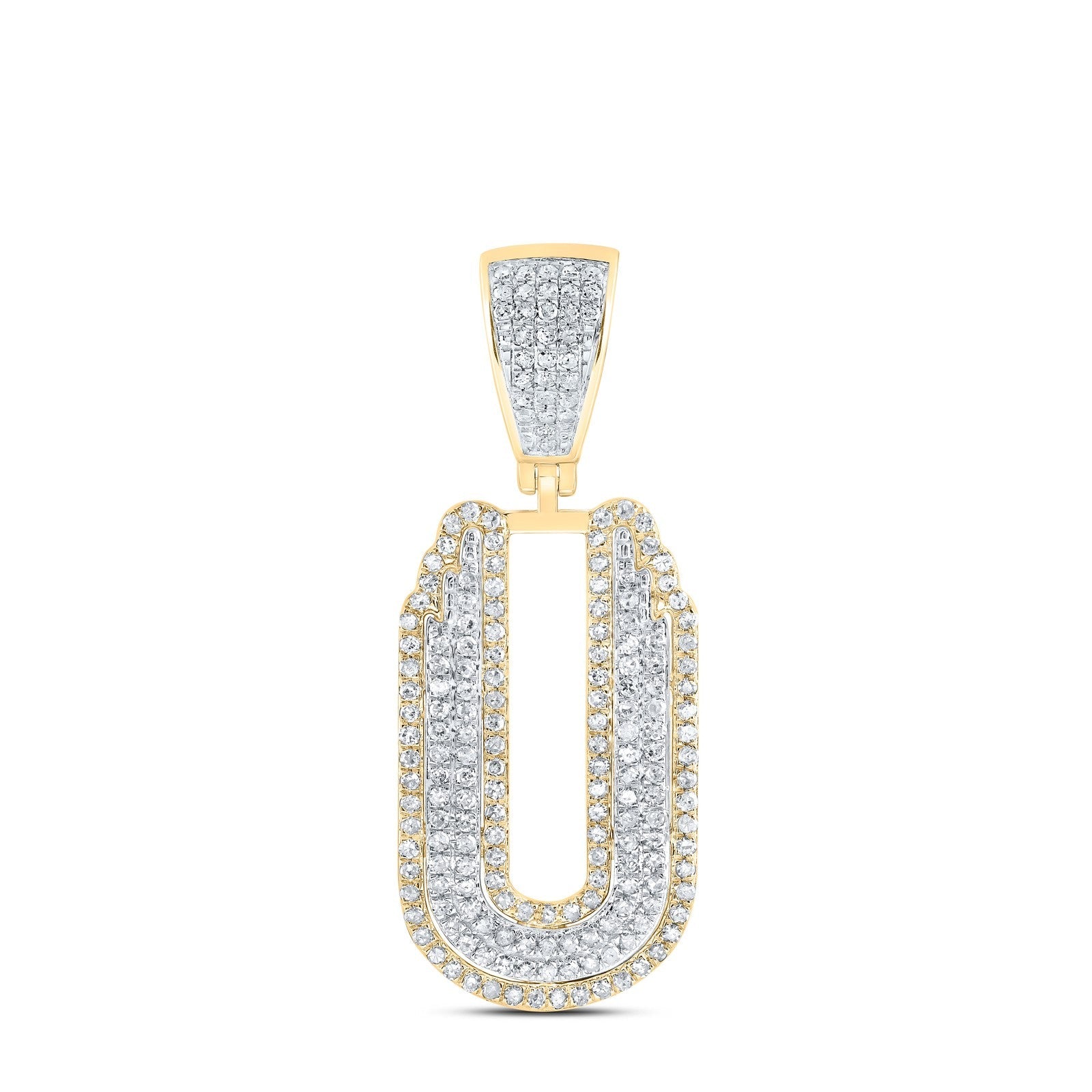 10k Yellow/White Gold 4.87g 0.81CT Natural Diamond Initial "U" Pendant Men Charm - Elite Jewelers - Charms & Pendants