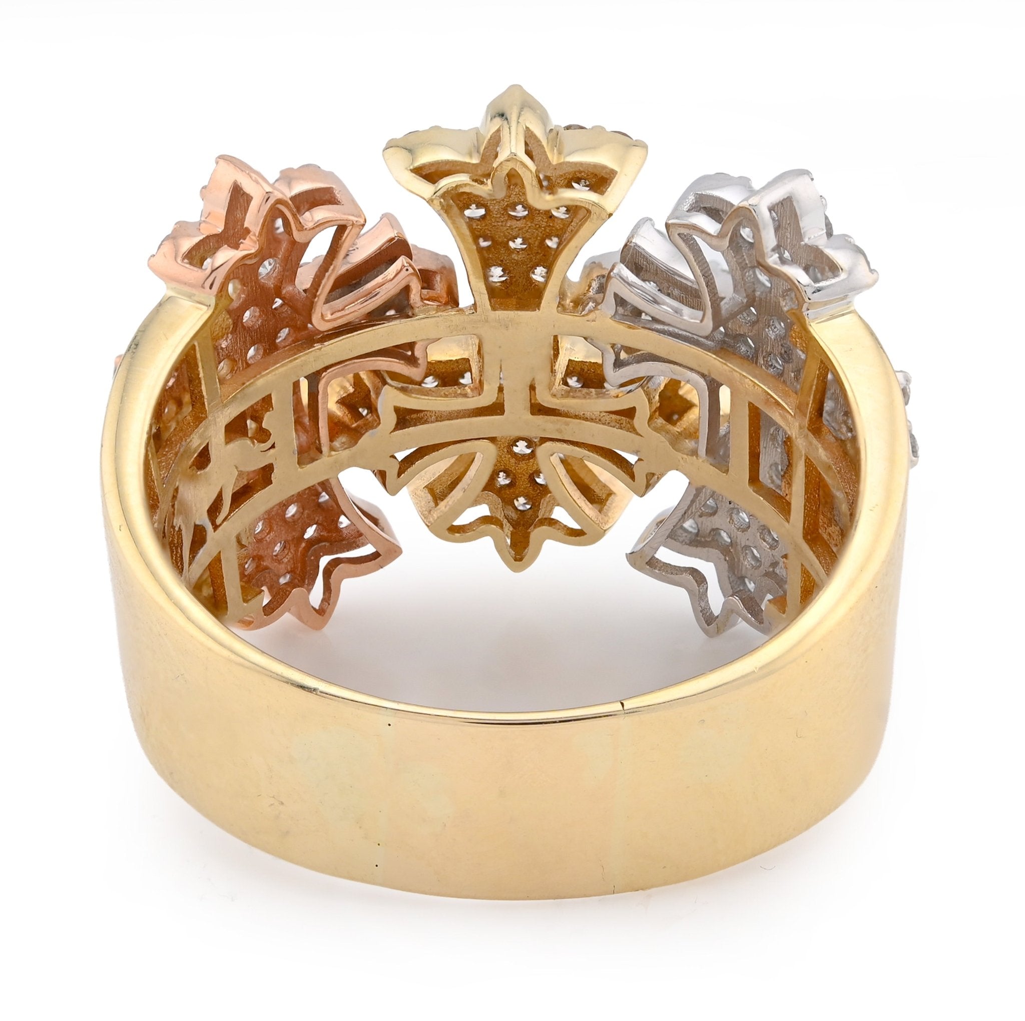 10K Yellow/White/Rose Three Cross 2.5CT Natural Diamond 2.5CT Natural Diamond Men Pinky Ring - Elite Jewelers - Rings