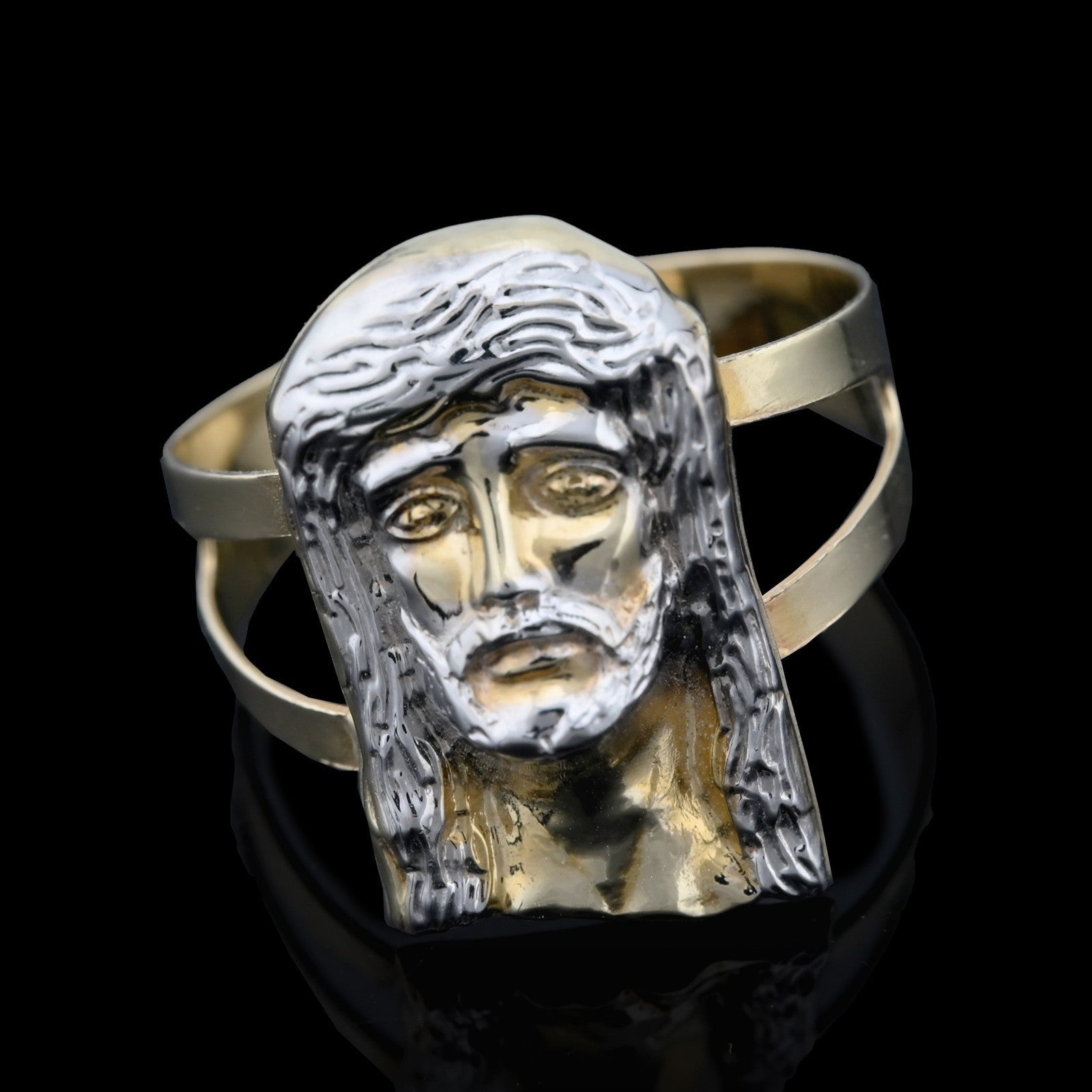 10kt Pure Solid Yellow Gold Jesus Head Ring Men Women 2 Tone Religious Ring 2.6g - Elite Jewelers - Rings
