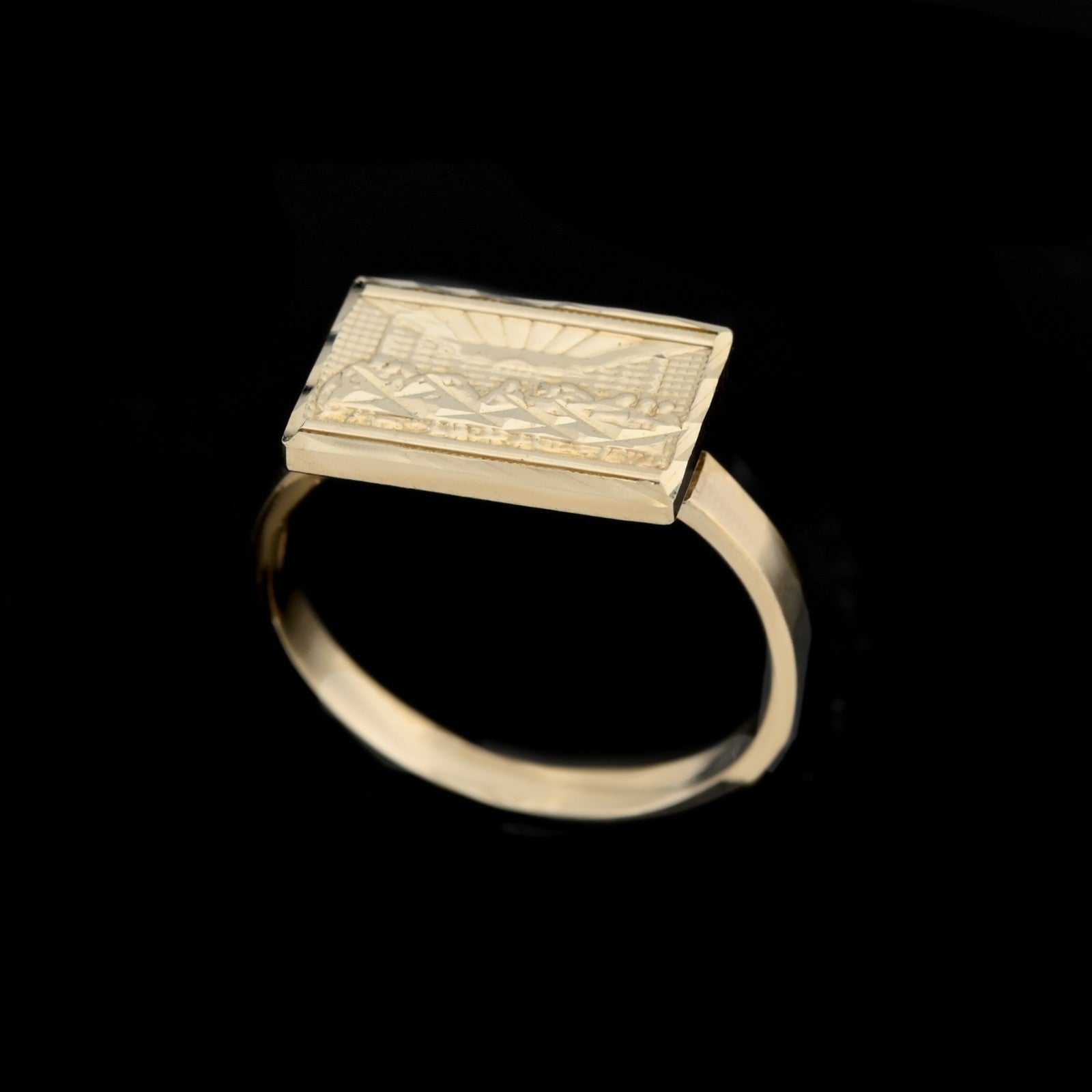 10kt Solid Yellow Gold Last Supper Rectangular Ring Men Religious Ring 2.2g - Elite Jewelers - Rings