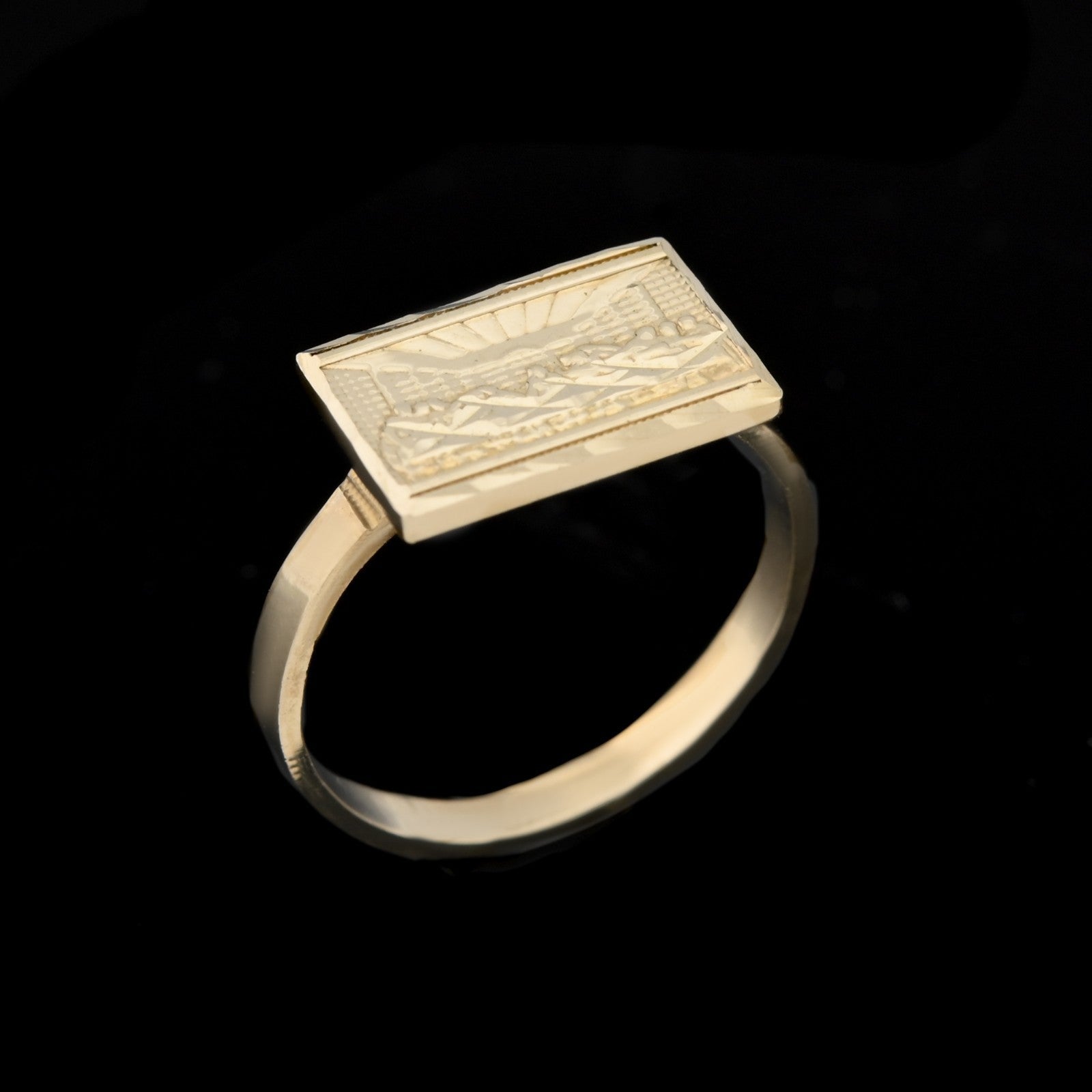10kt Solid Yellow Gold Last Supper Rectangular Ring Men Religious Ring 2.2g - Elite Jewelers - Rings